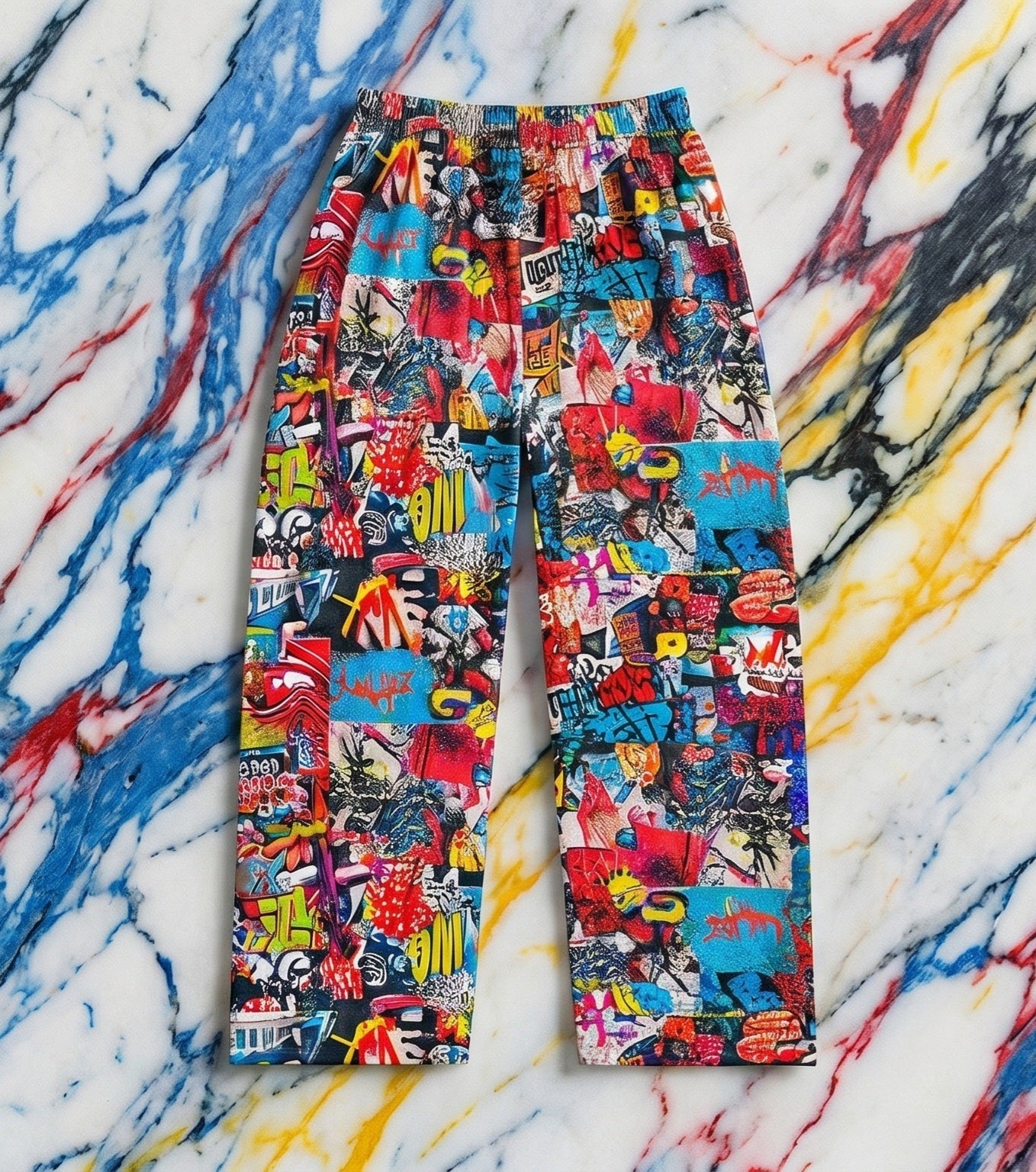 Graffiti Collage Pajama Pants | Street Art All-Over Print Lounge Pants