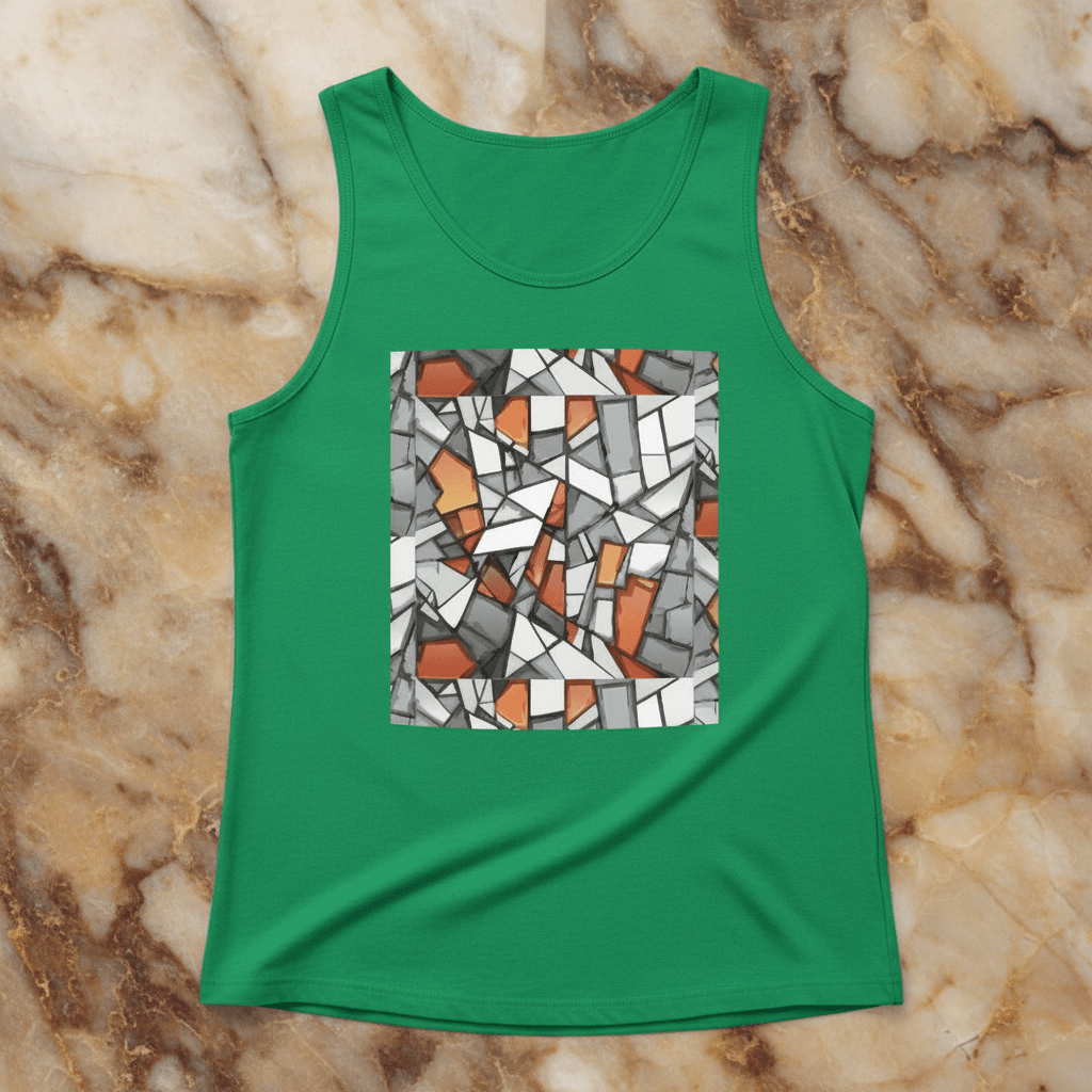 Graffiti Frame Cotton Tank Top — Teal Tank with Street Art Chest Print for Summer Sessions