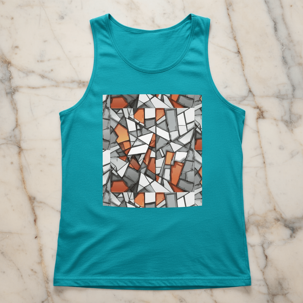 Graffiti Frame Cotton Tank Top — Teal Tank with Street Art Chest Print for Summer Sessions