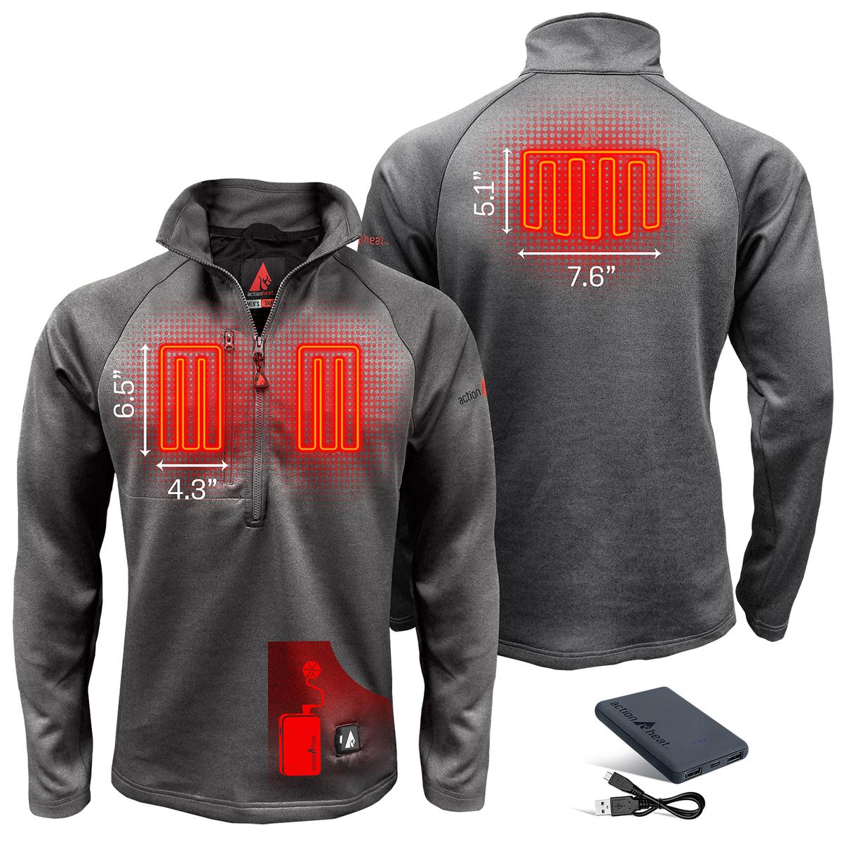 ActionHeat 5V Men's 1/2 Zip Pullover Battery Heated Shirt