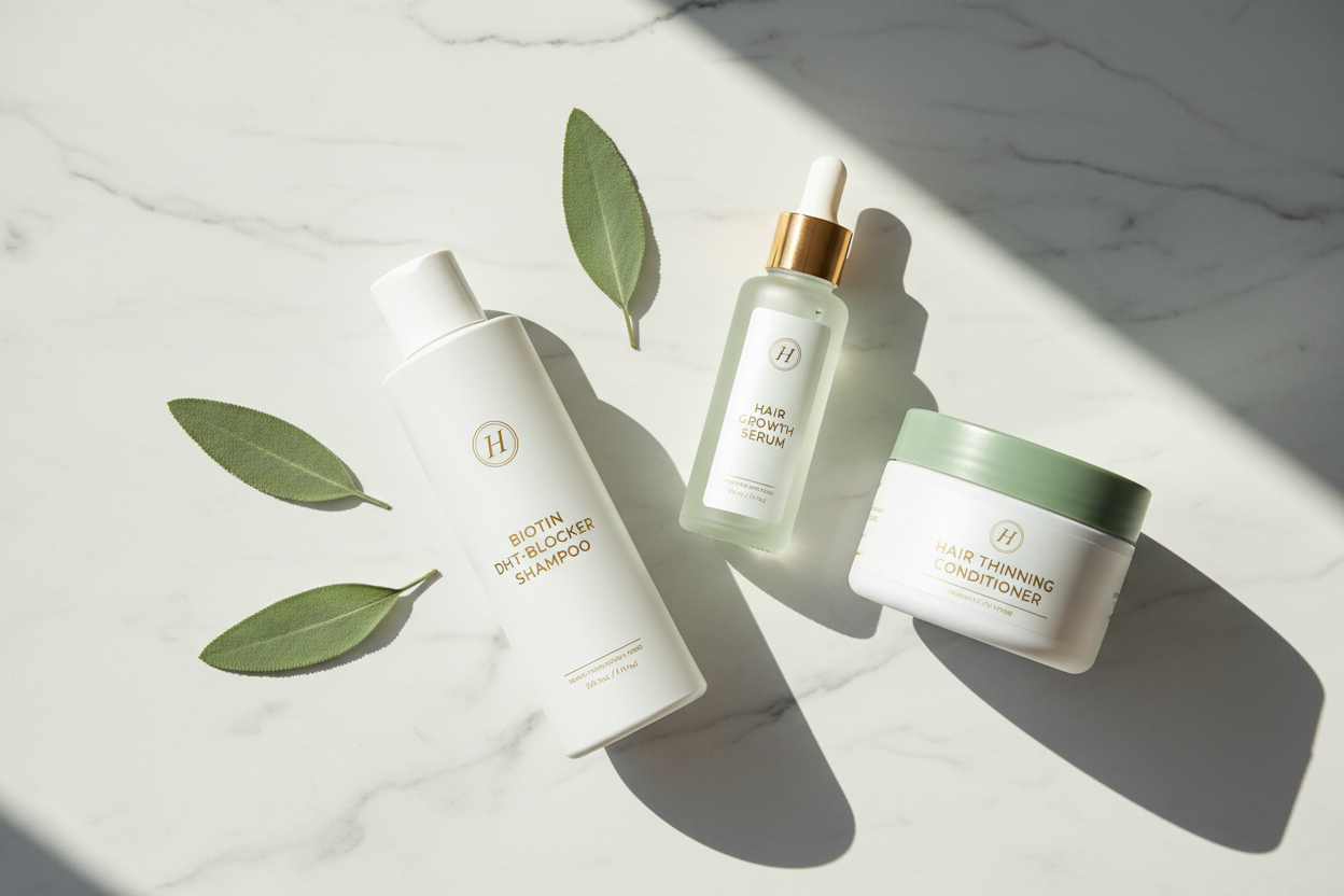 Hair Thinning Routine Bundle — Biotin Shampoo, Growth Serum & Conditioner