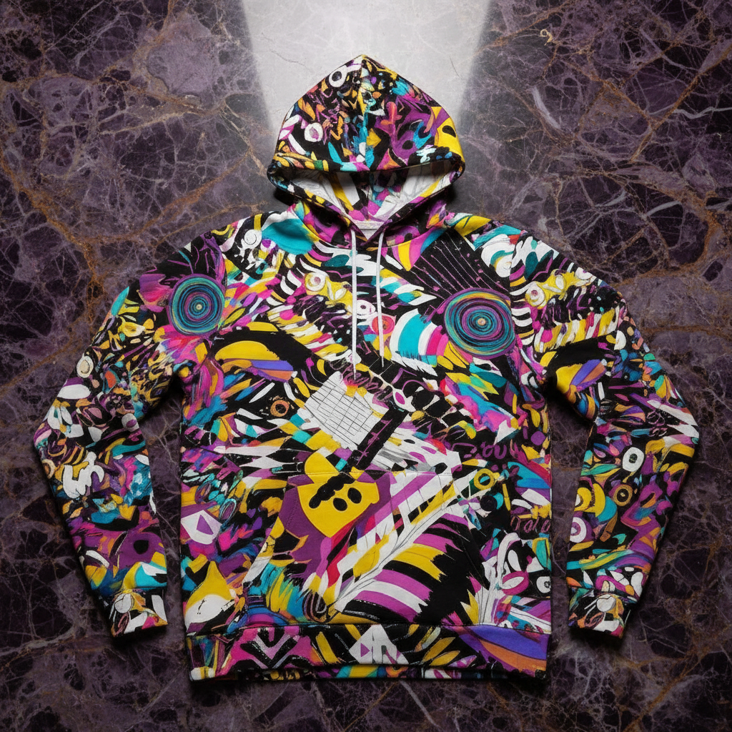 Heavyweight Primal Print Cotton Hoodie | Bold 310GSM AOP Pullover for Streetwear Collectors & Cold Nights