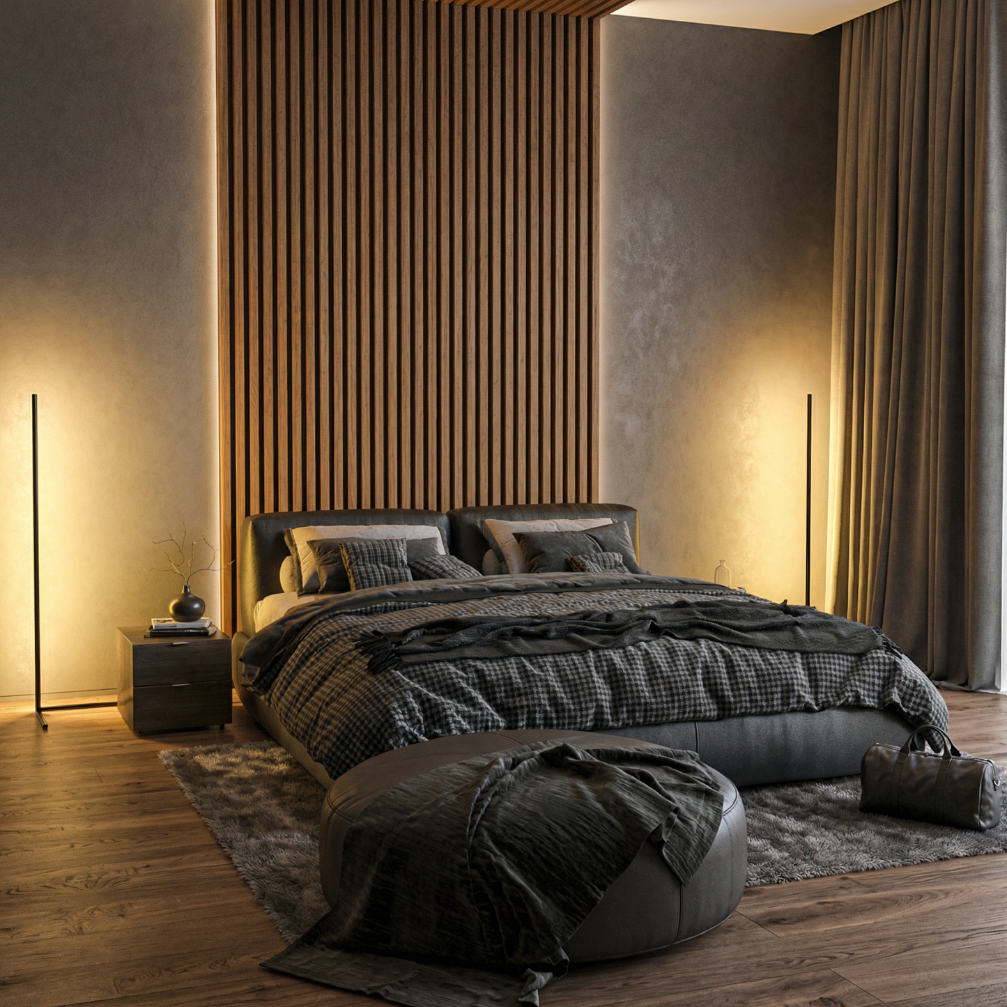 Minimalist RGB Dimmable LED Corner Floor Lamp With Remote Control