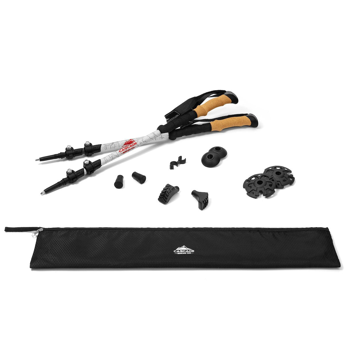 Carbon Fiber Quick Lock Trekking Poles (Cork Grip) - White