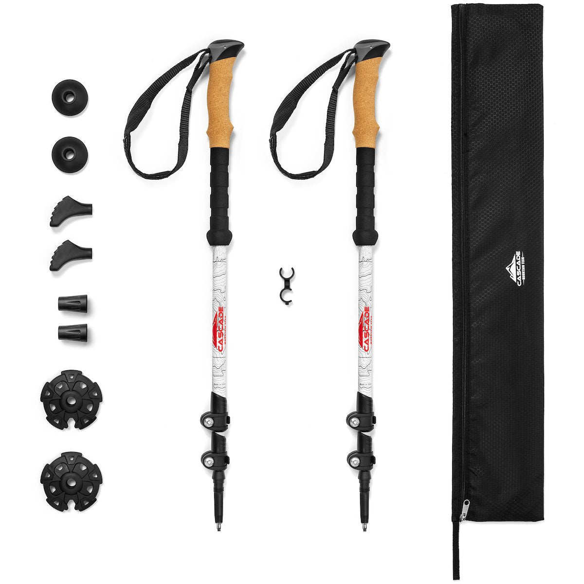 Carbon Fiber Quick Lock Trekking Poles (Cork Grip) - White