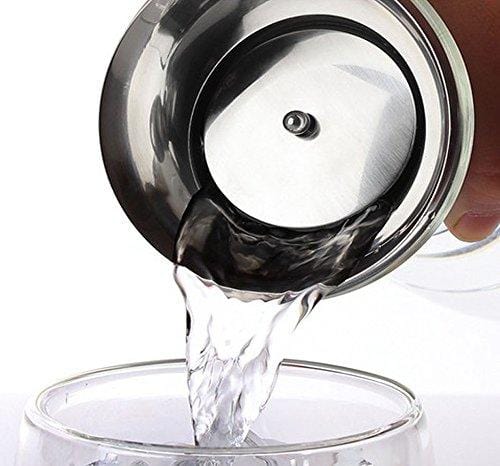 Hiware 35 Oz Glass Carafe with Stainless Steel Silicone Flip-top Lid - Glass Water Pitcher Fridge Ice Tea Maker