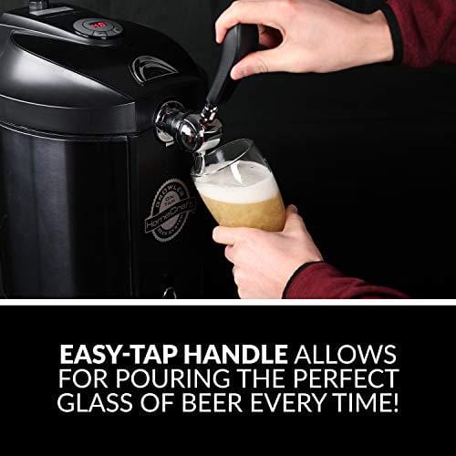 Homecraft Black Stainless Steel Easy-Dispensing Tap Mini Kegerator Cooling System, Includes Reusable Growler, CO2 Cartridges, Removable Drip Tray & Cleaning Kit, Beer Fresh For 30 Days, 5-liter