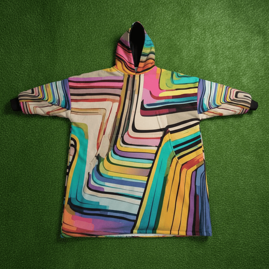 Hoodie Blanket – Laffy Taffy Wrapper All-Over Print | Wearable Art, Oversized Sherpa Fleece, All Gender