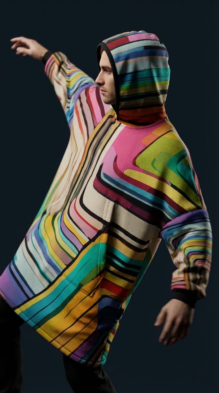 Hoodie Blanket – Laffy Taffy Wrapper All-Over Print | Wearable Art, Oversized Sherpa Fleece, All Gender