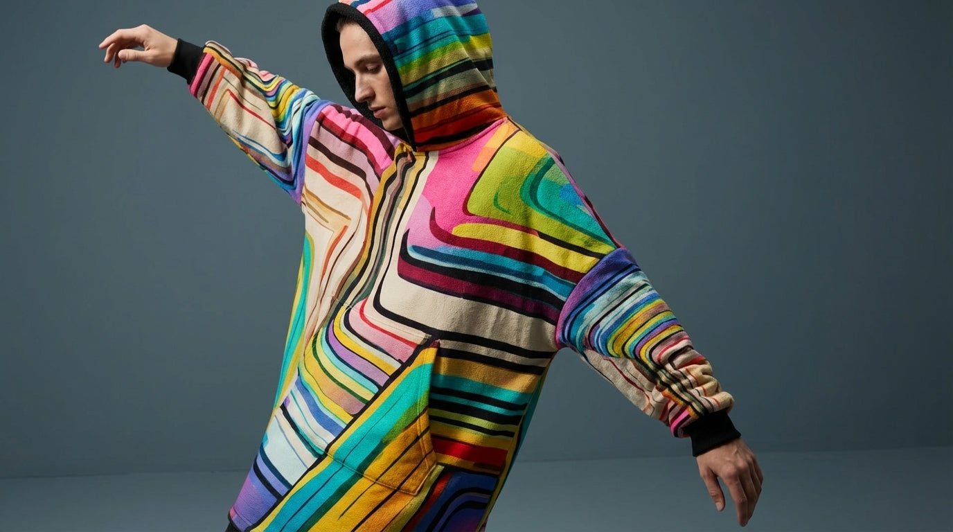 Hoodie Blanket – Laffy Taffy Wrapper All-Over Print | Wearable Art, Oversized Sherpa Fleece, All Gender