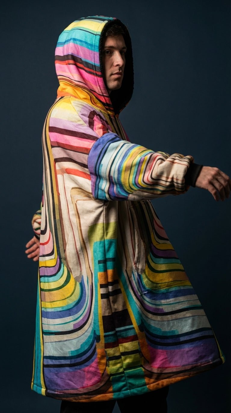 Hoodie Blanket – Laffy Taffy Wrapper All-Over Print | Wearable Art, Oversized Sherpa Fleece, All Gender