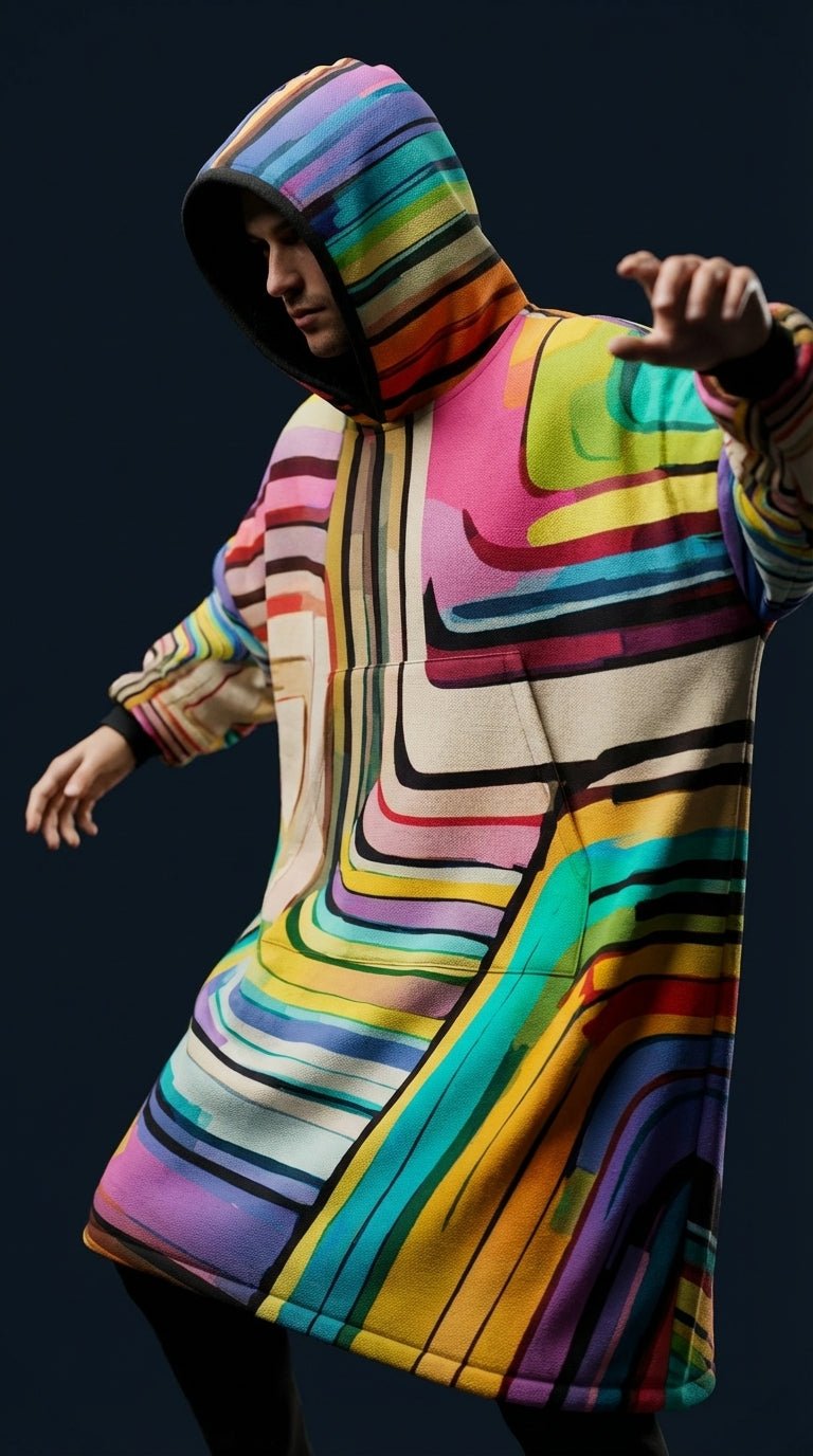 Hoodie Blanket – Laffy Taffy Wrapper All-Over Print | Wearable Art, Oversized Sherpa Fleece, All Gender