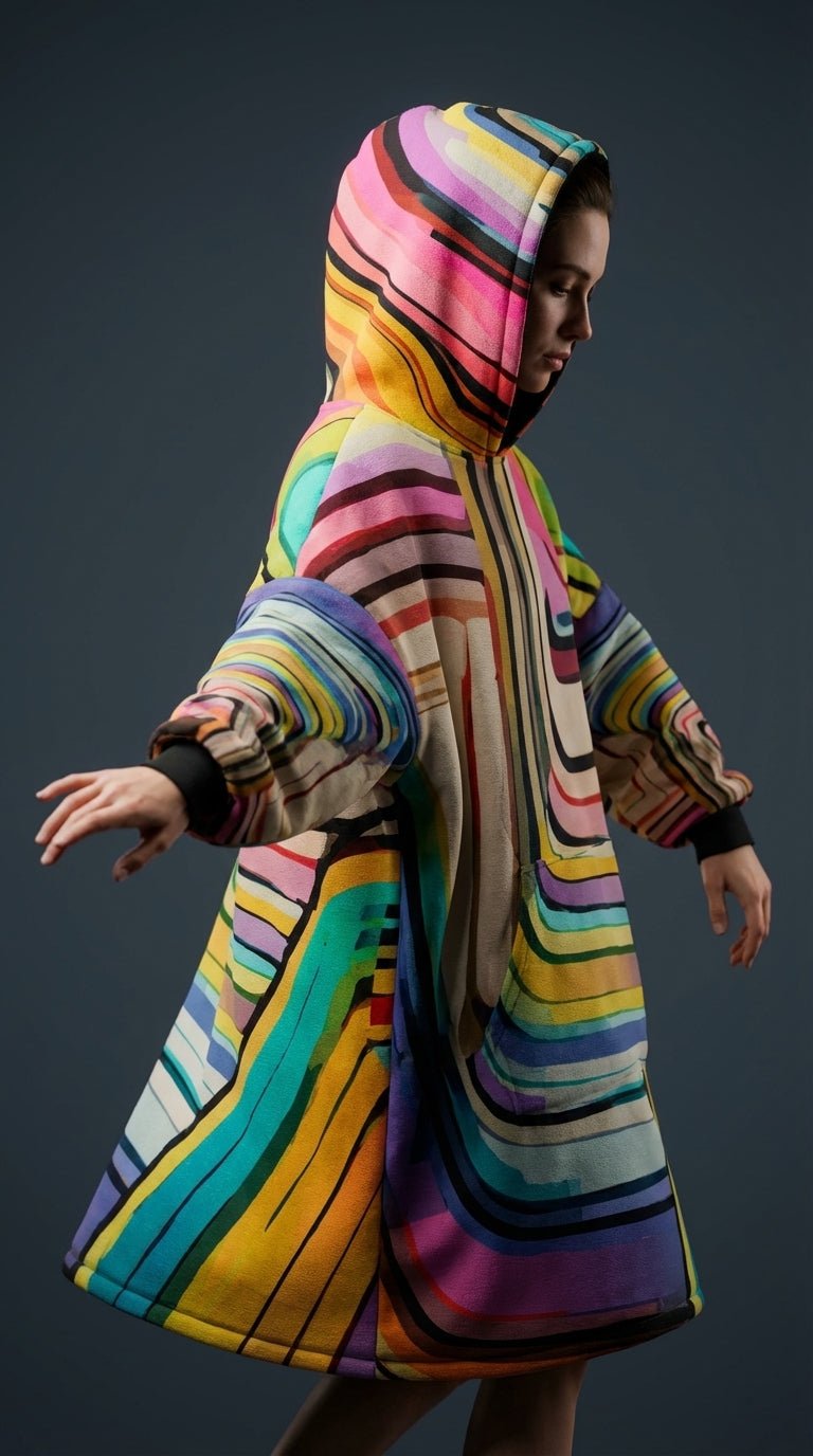Hoodie Blanket – Laffy Taffy Wrapper All-Over Print | Wearable Art, Oversized Sherpa Fleece, All Gender