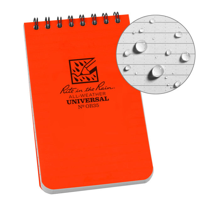 Weatherproof Top Spiral Notebook, 4" x 6", Tan Cover, Universal Pattern (No. 946T)