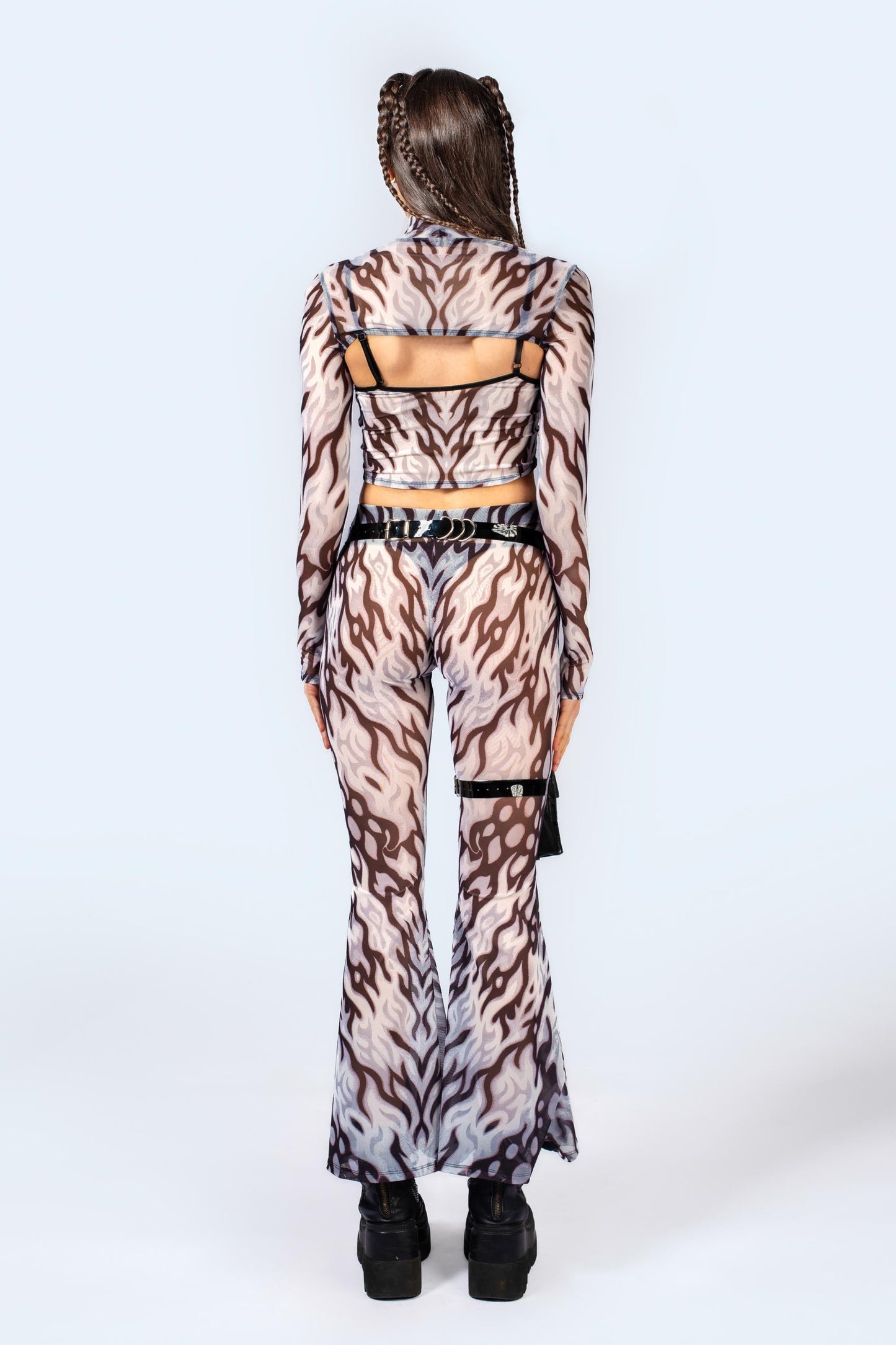 Loose Ends Mesh Bell Bottoms Pants