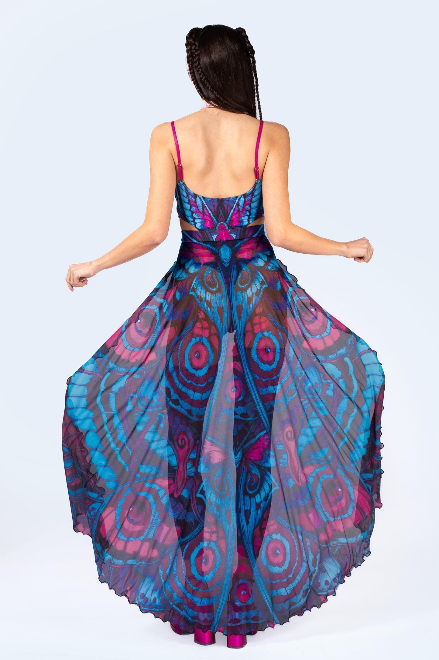 Blue Velvet Open Front Skirt