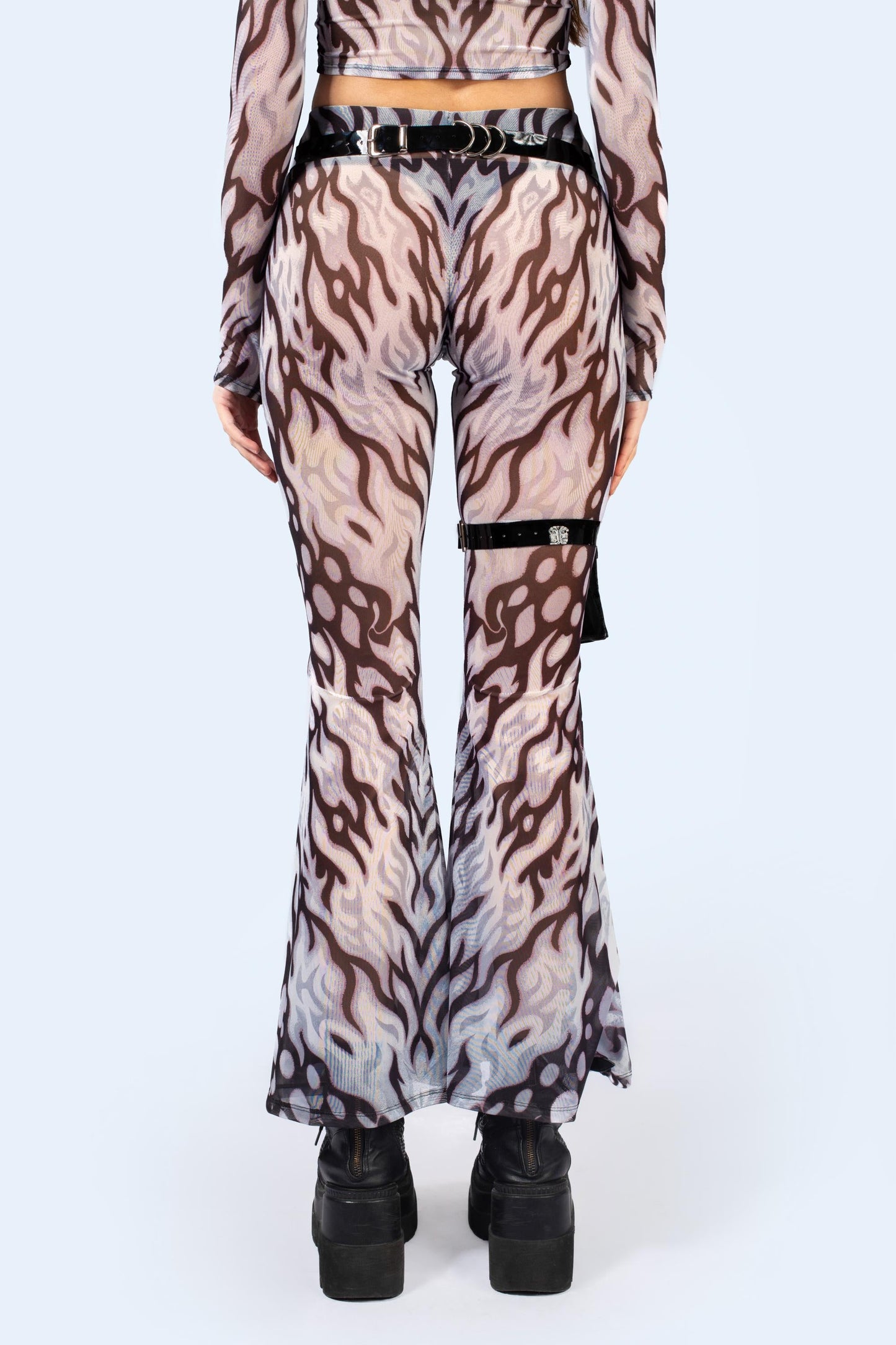 Loose Ends Mesh Bell Bottoms Pants