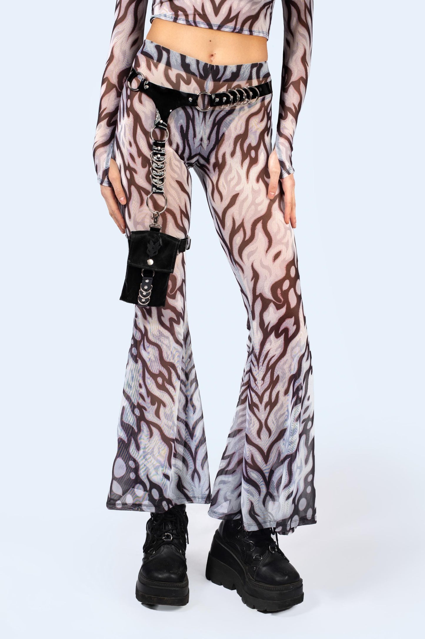 Loose Ends Mesh Bell Bottoms Pants