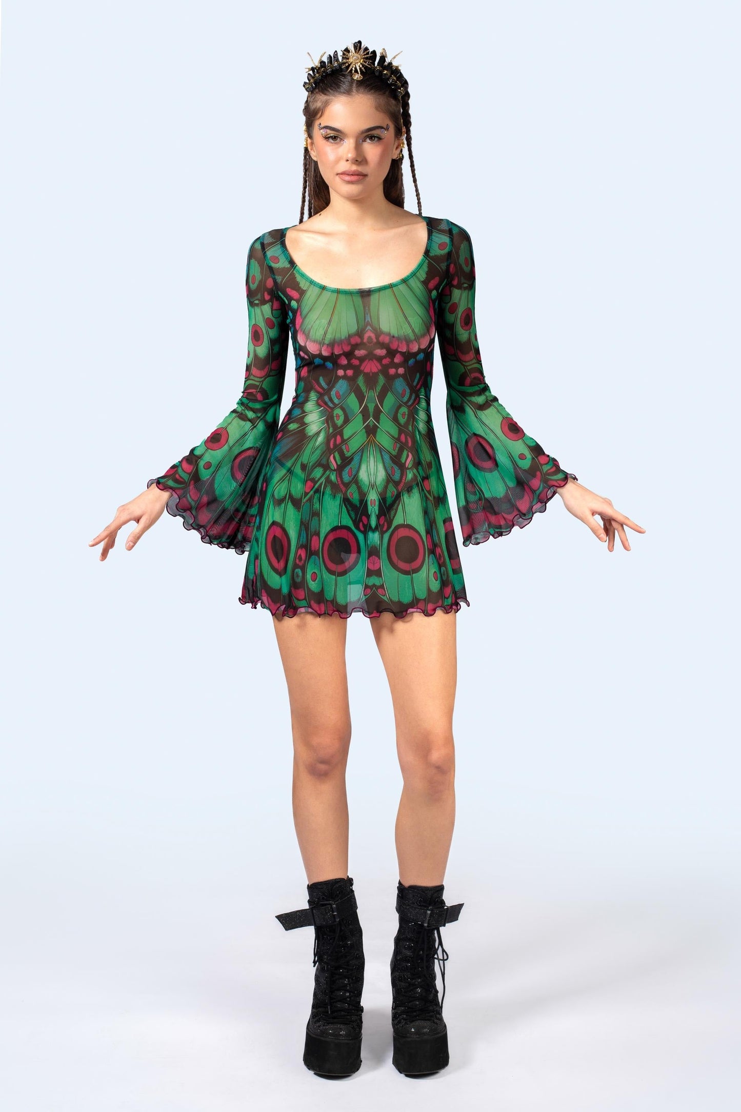 Lucky Moth Mesh Mini Dress