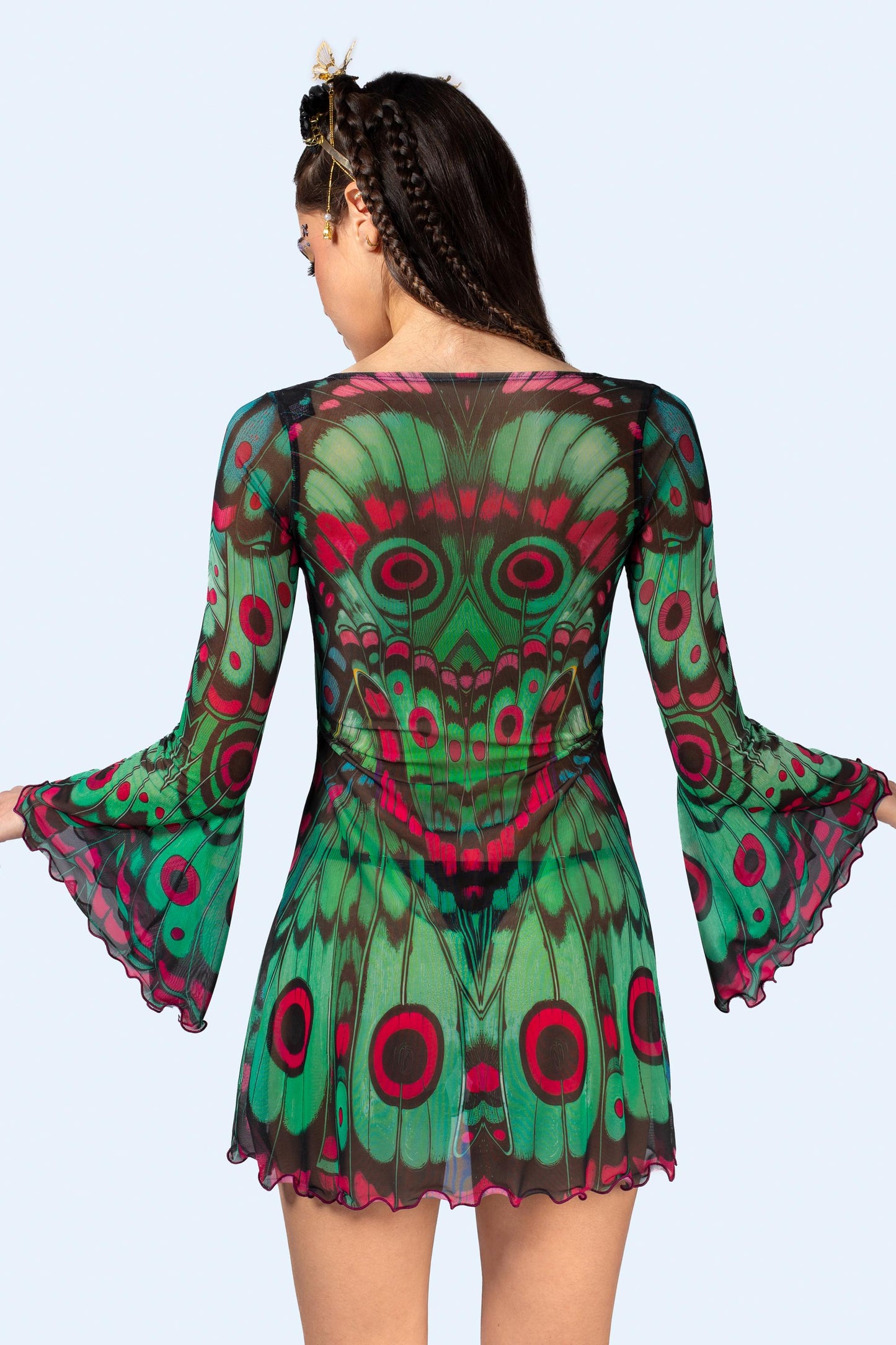 Lucky Moth Mesh Mini Dress