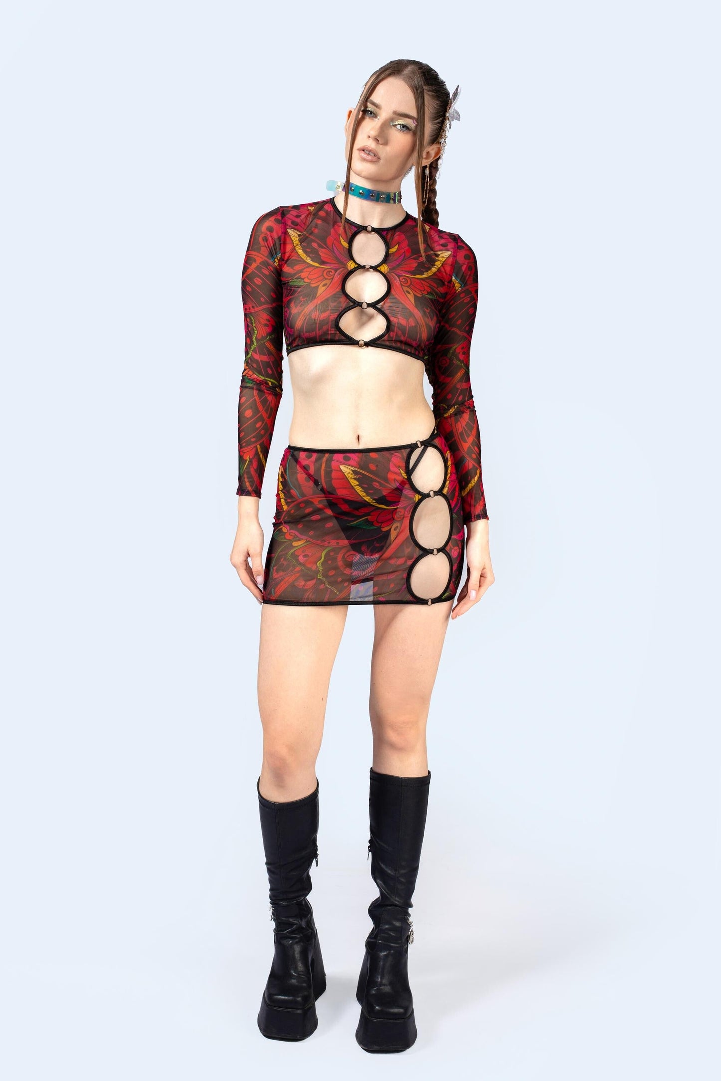 Wingspan Mesh Cutout Skirt