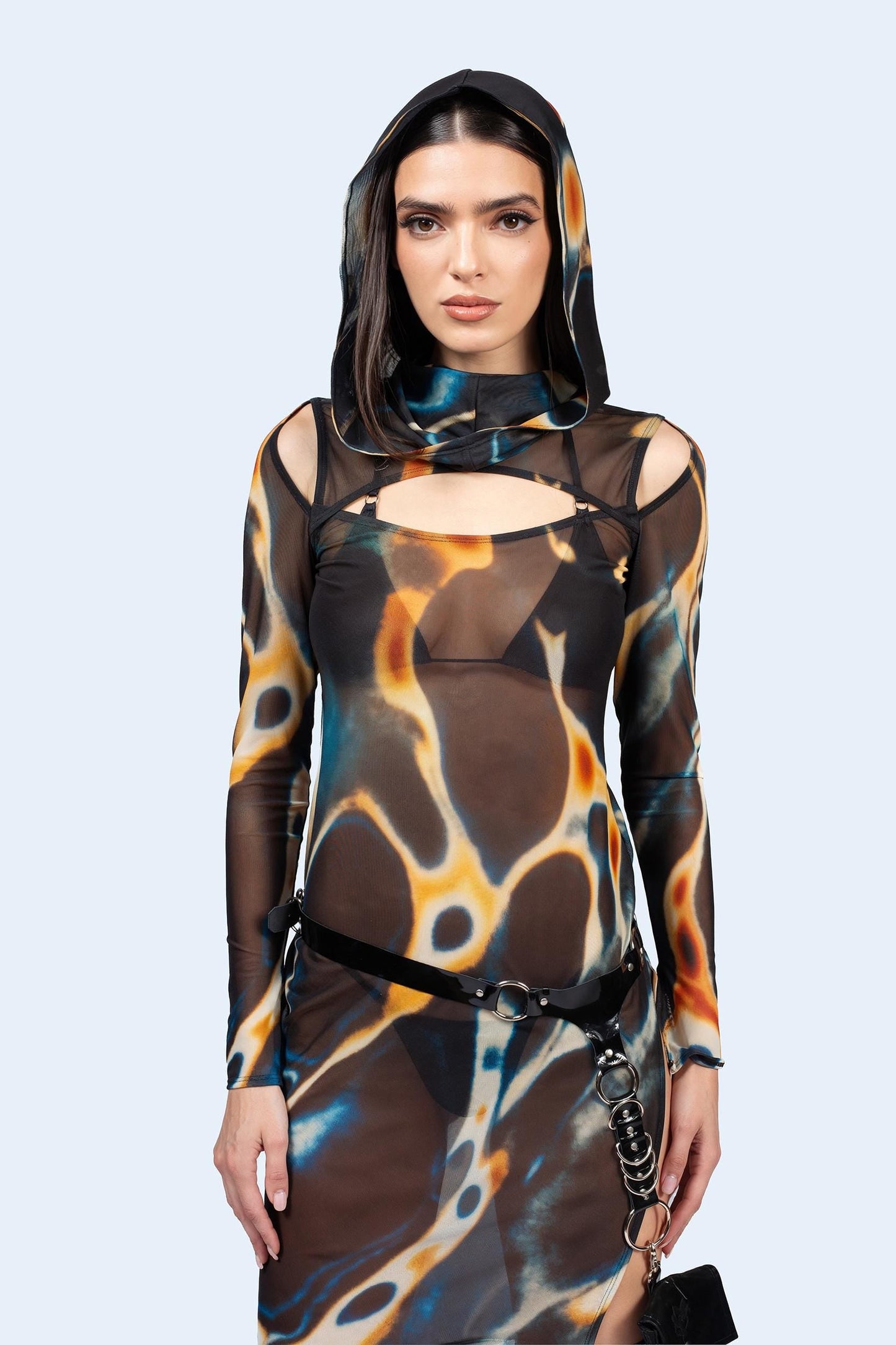 Slow Drift Mesh Hooded Dress