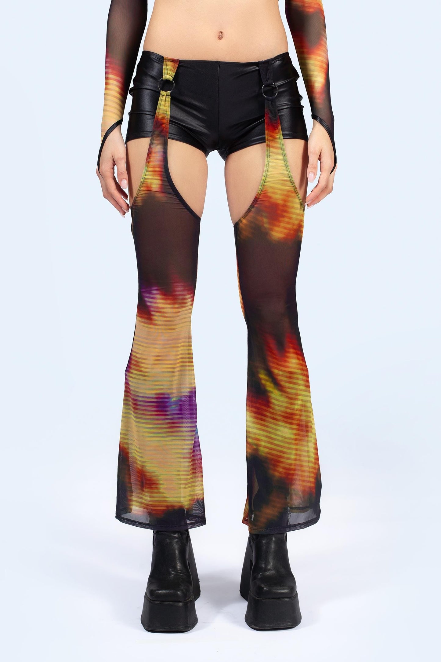 Display Micro Shorts With Mesh Chaps
