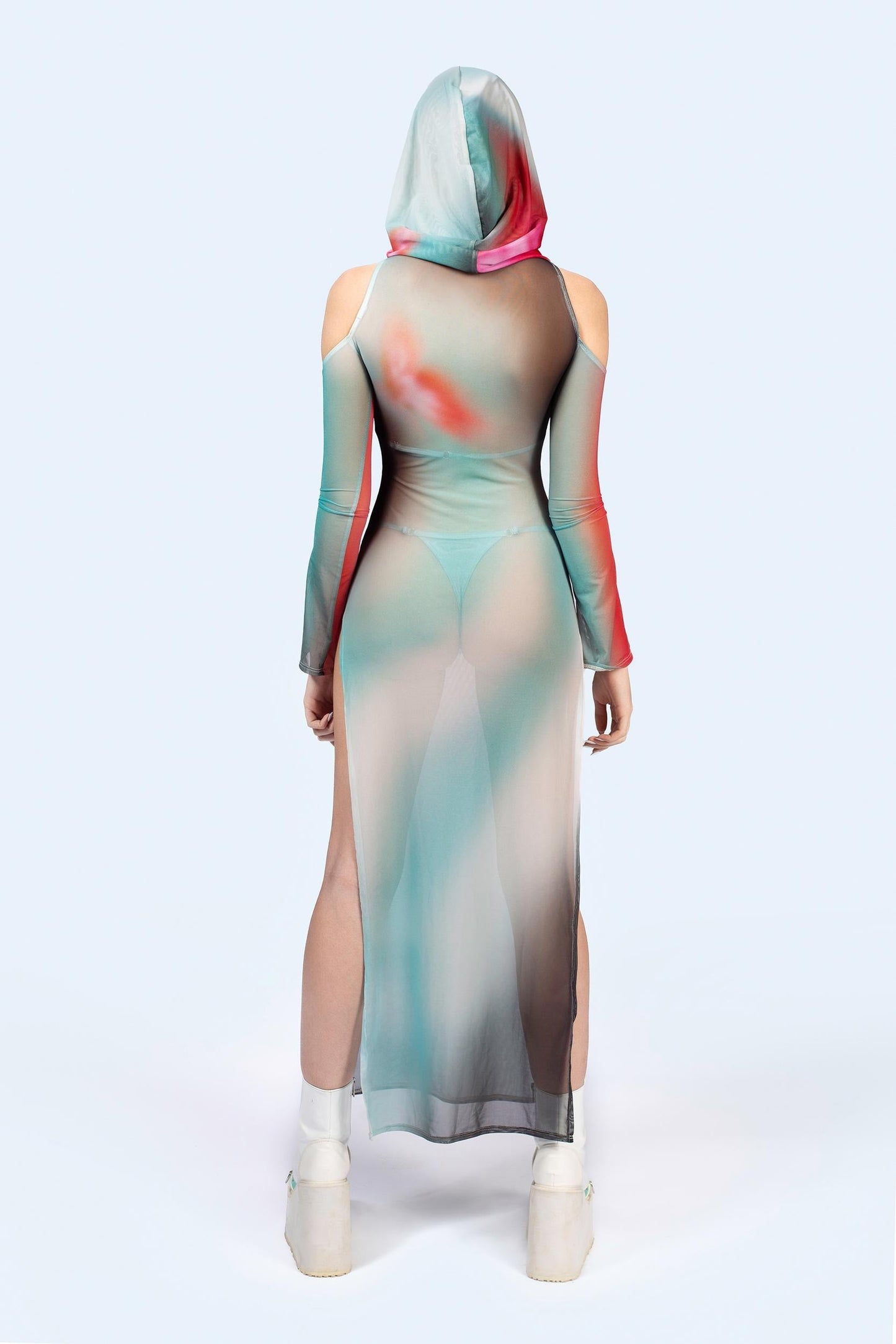 Out Of Body Hooded Long Sleeve Dress