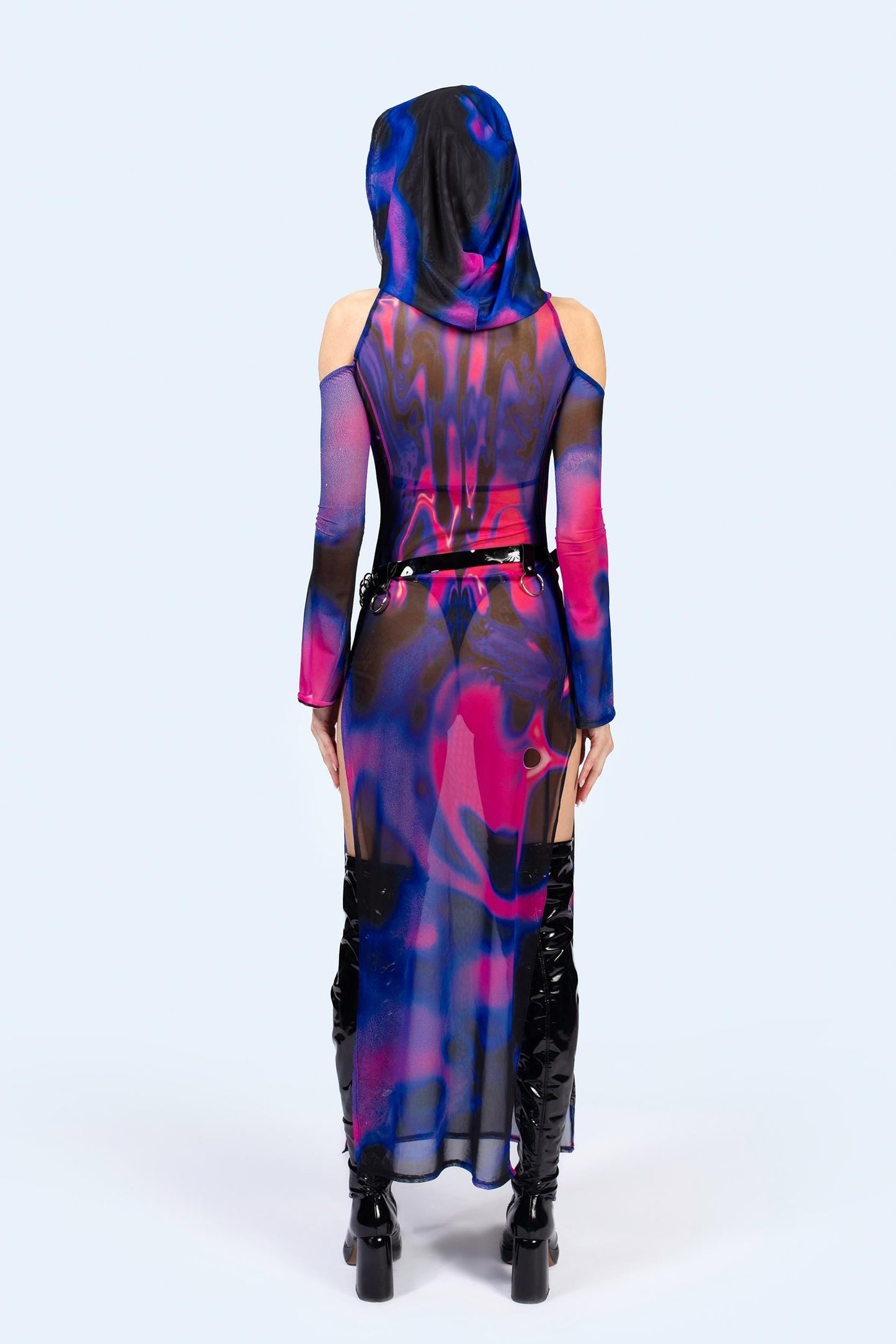 Sub Surface Hooded Long Sleeve Dress