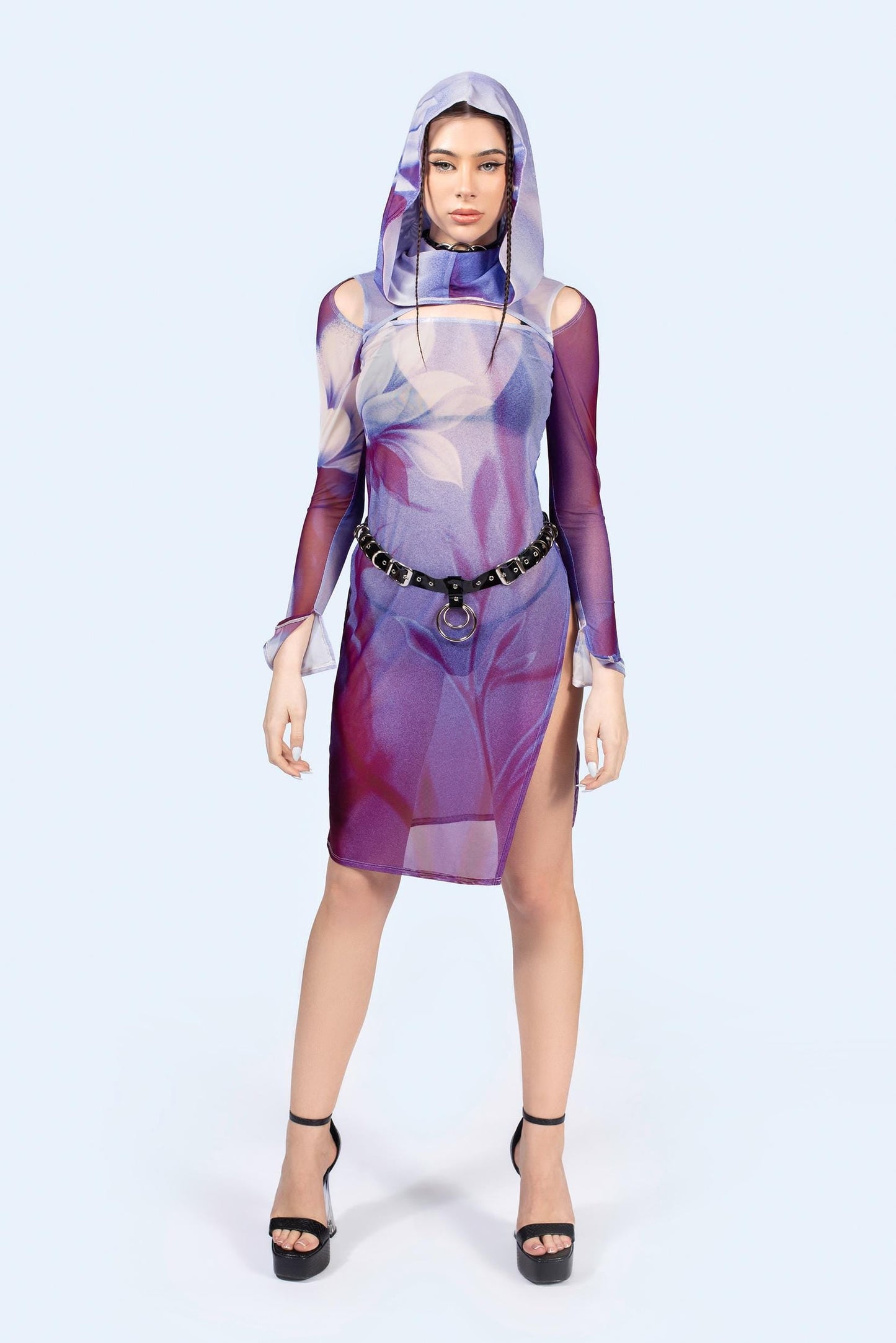 Above Mesh Hooded Dress