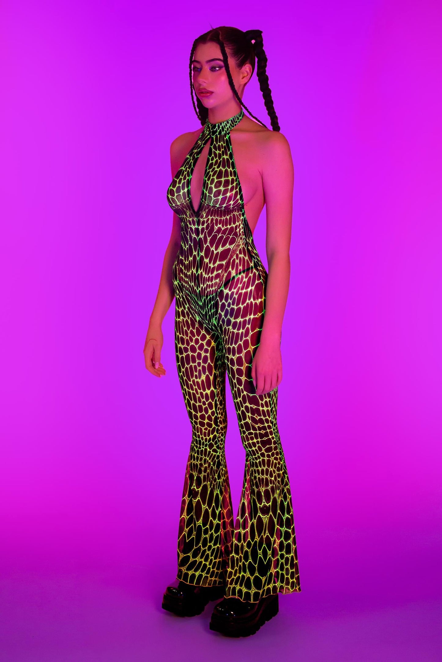 A Little Reptilian Mesh Halter Romper