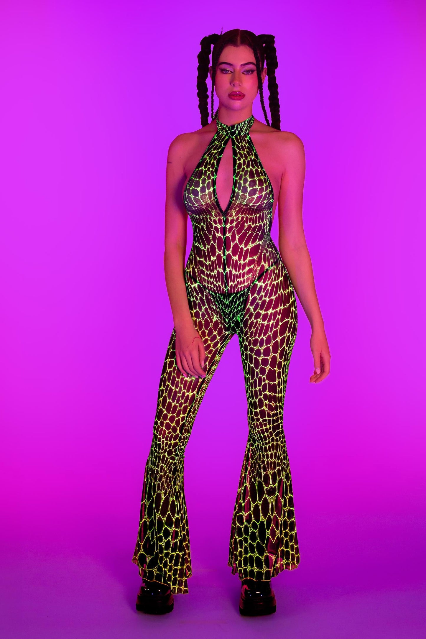 A Little Reptilian Mesh Halter Romper