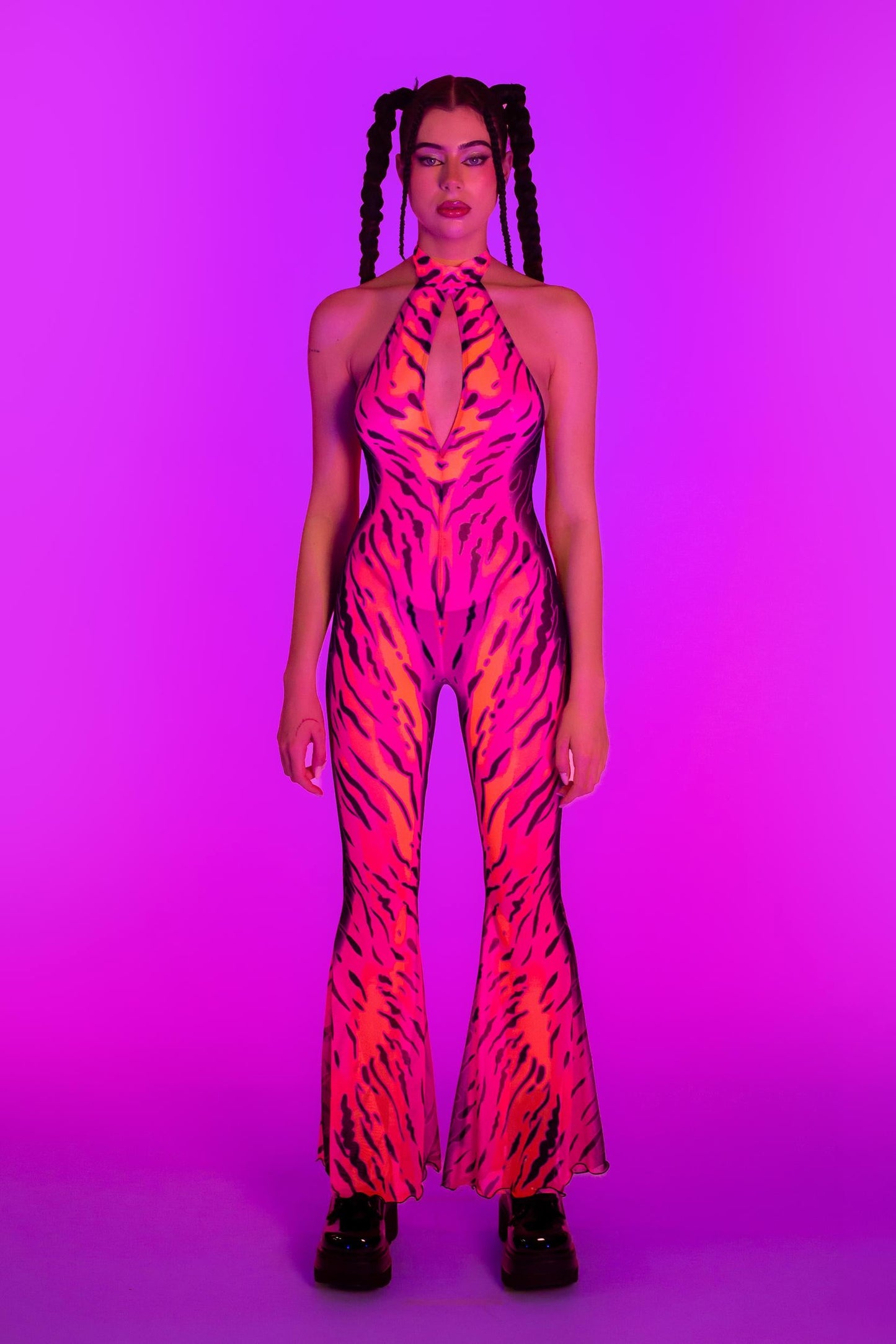 Heightened Instinct Pink Mesh Halter Romper