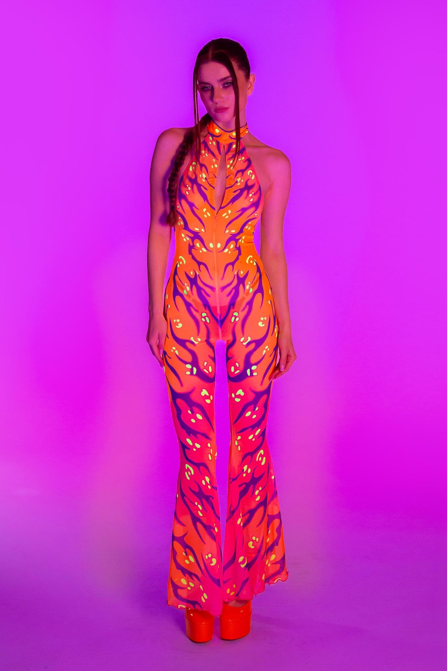 Fire Sign Mesh Halter Romper