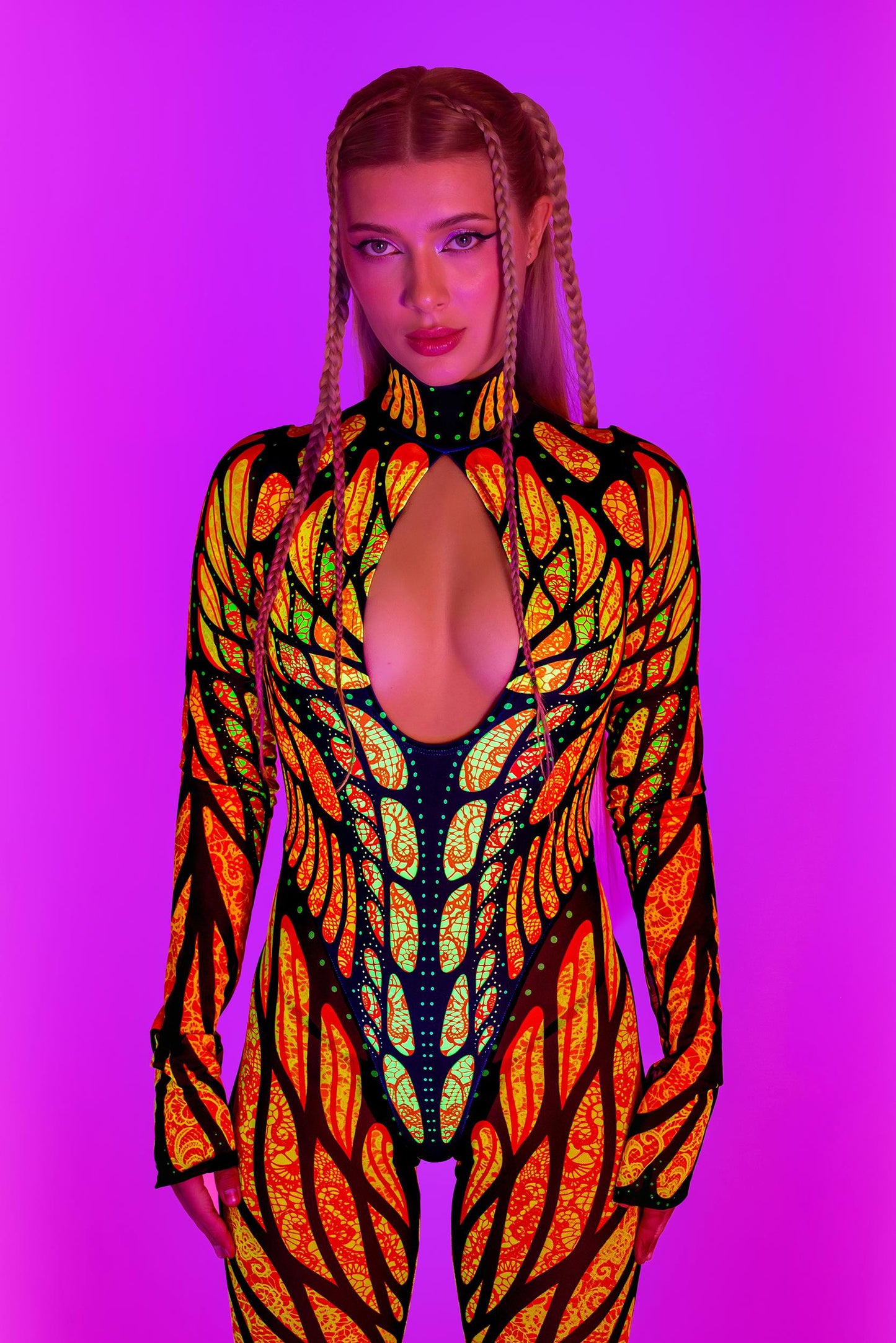 Brilliant Orange Bareback Keyhole Catsuit