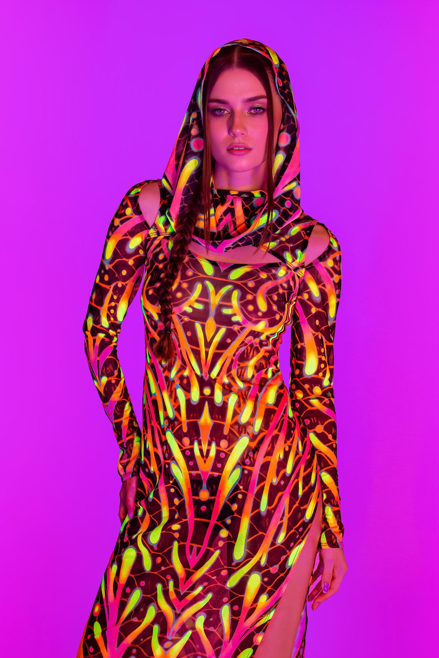 Given Form Mesh Hooded Dress