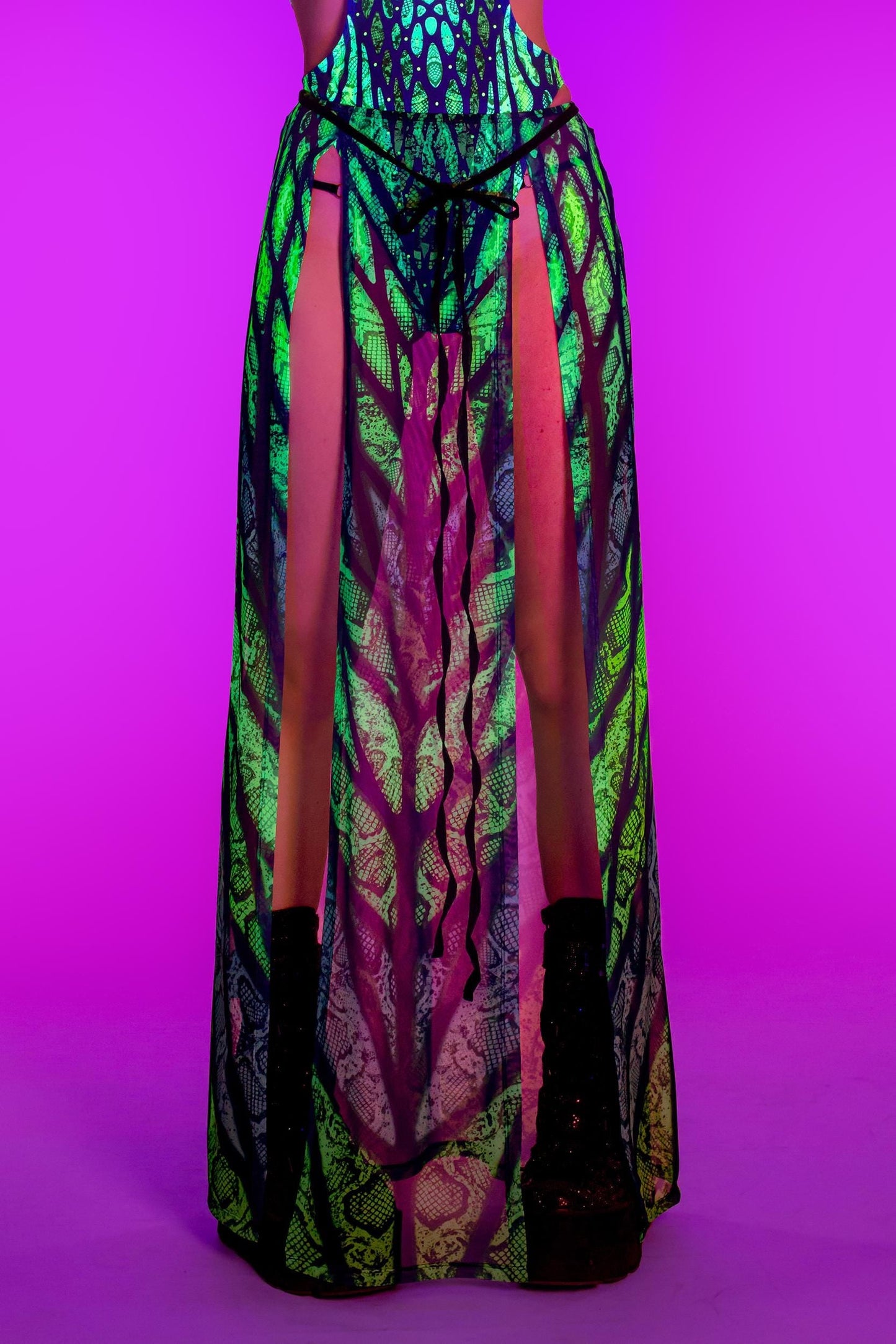 Under My Skin Green Open-Front Skirt