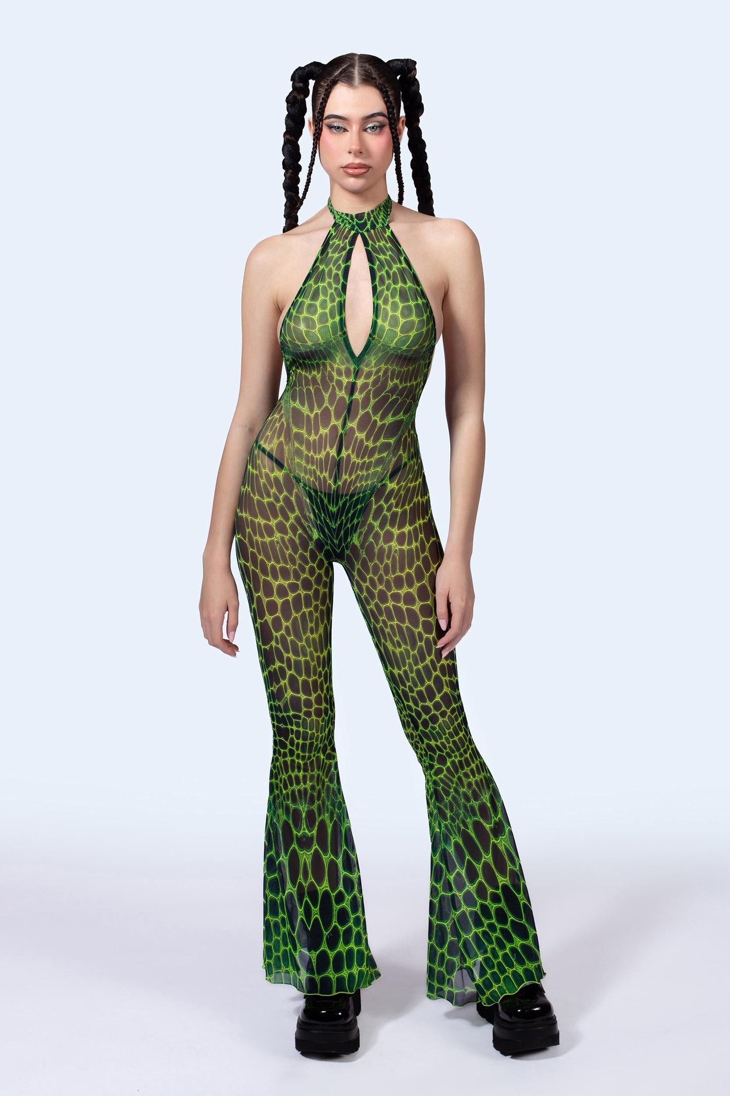 A Little Reptilian Mesh Halter Romper