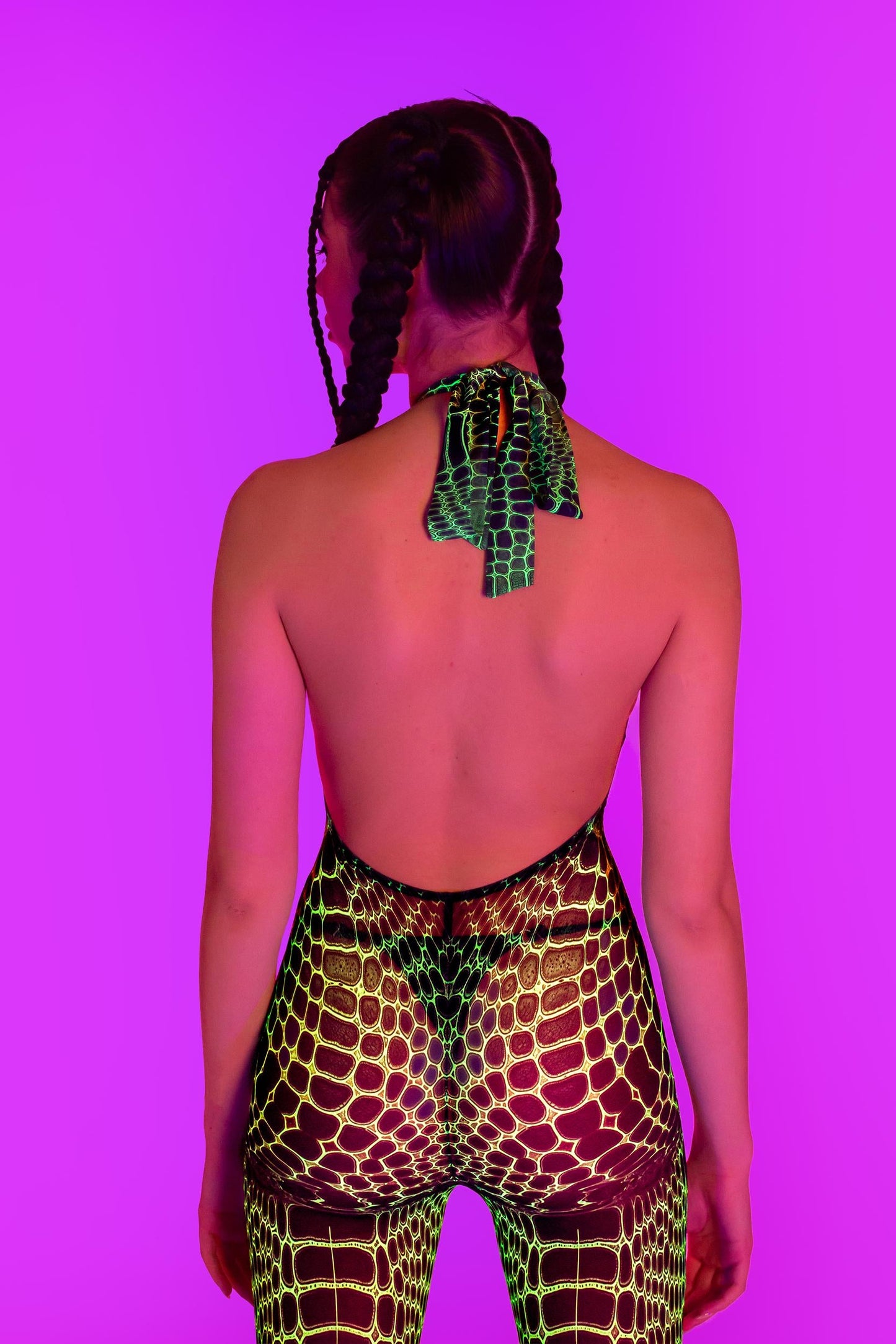 A Little Reptilian Mesh Halter Romper