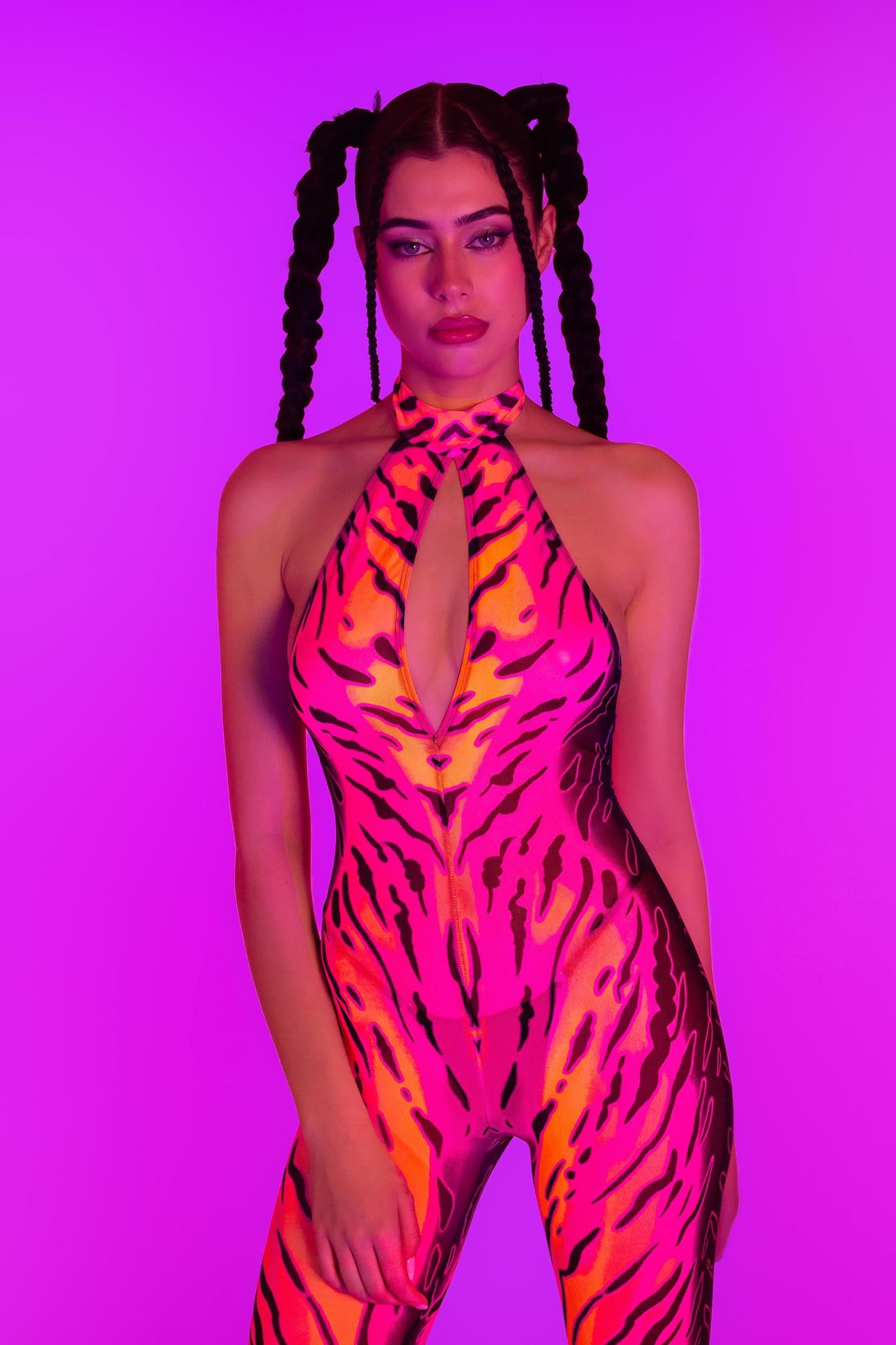 Heightened Instinct Pink Mesh Halter Romper