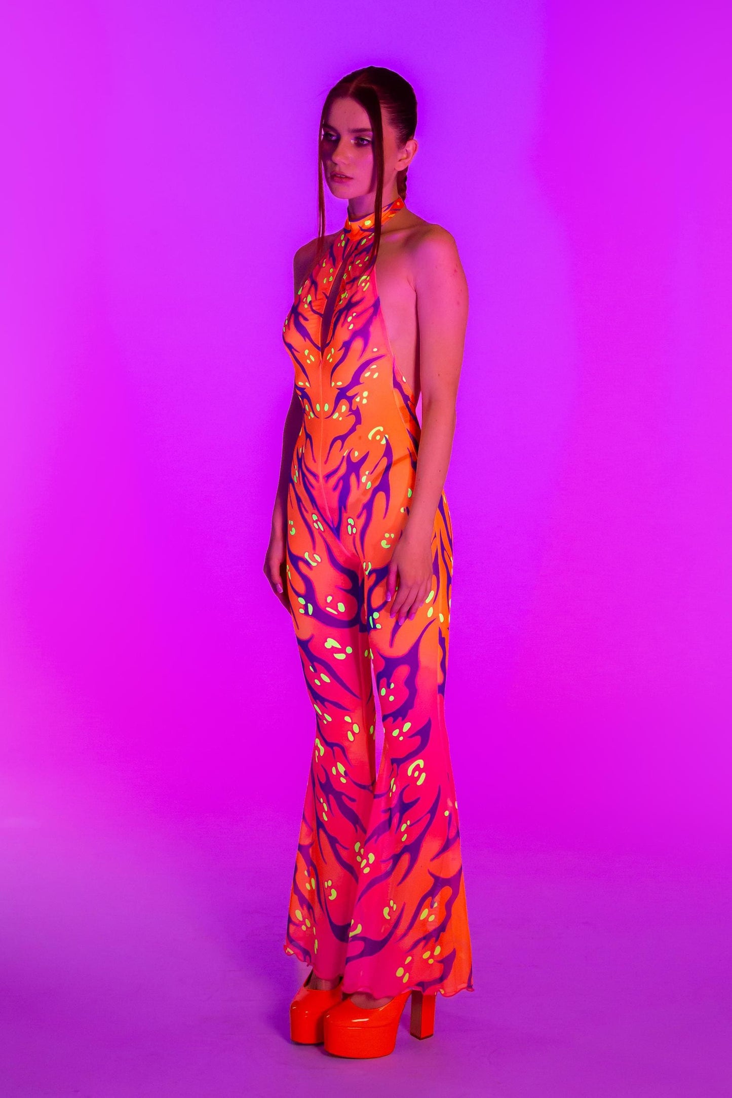 Fire Sign Mesh Halter Romper