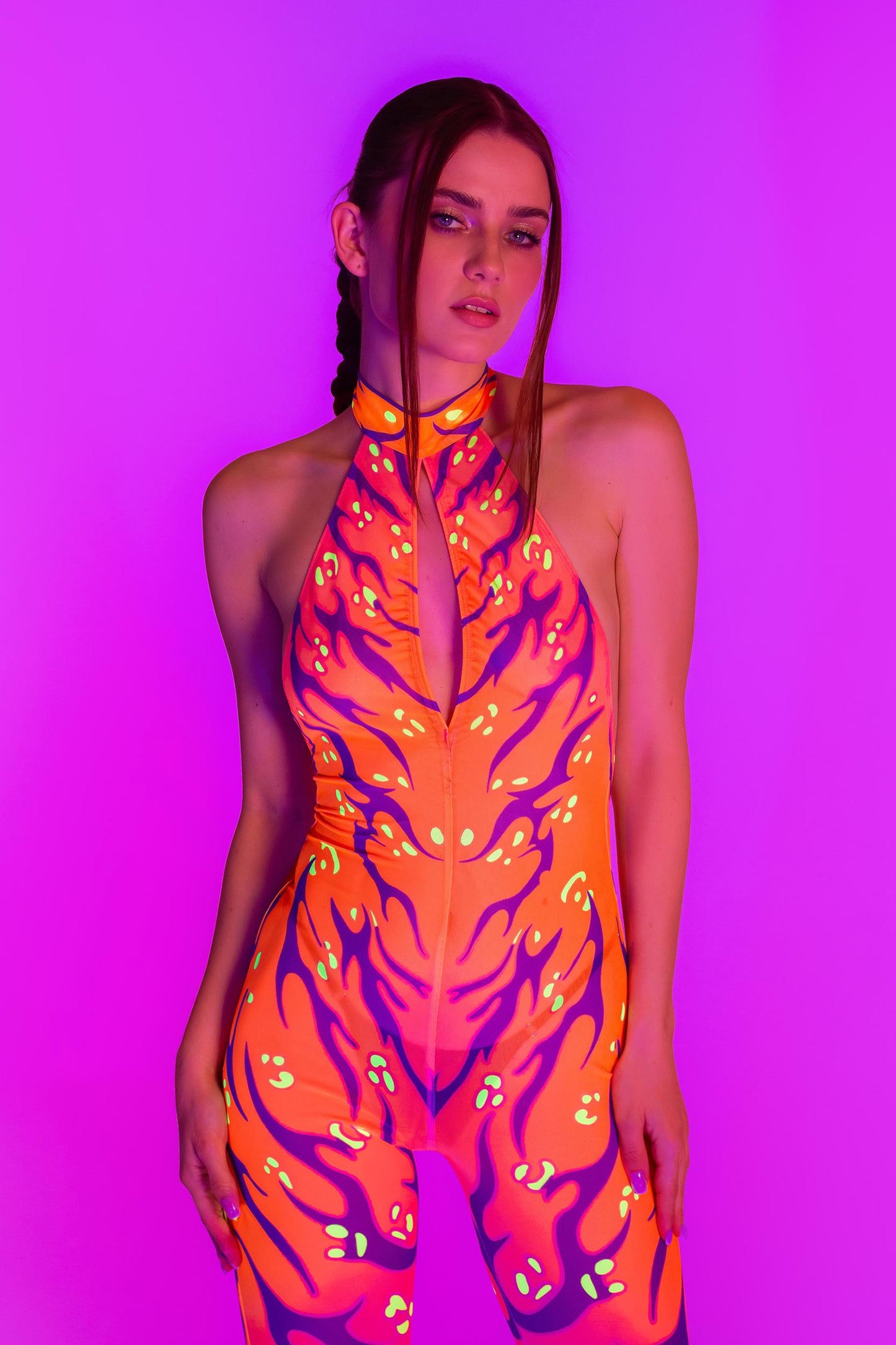 Fire Sign Mesh Halter Romper