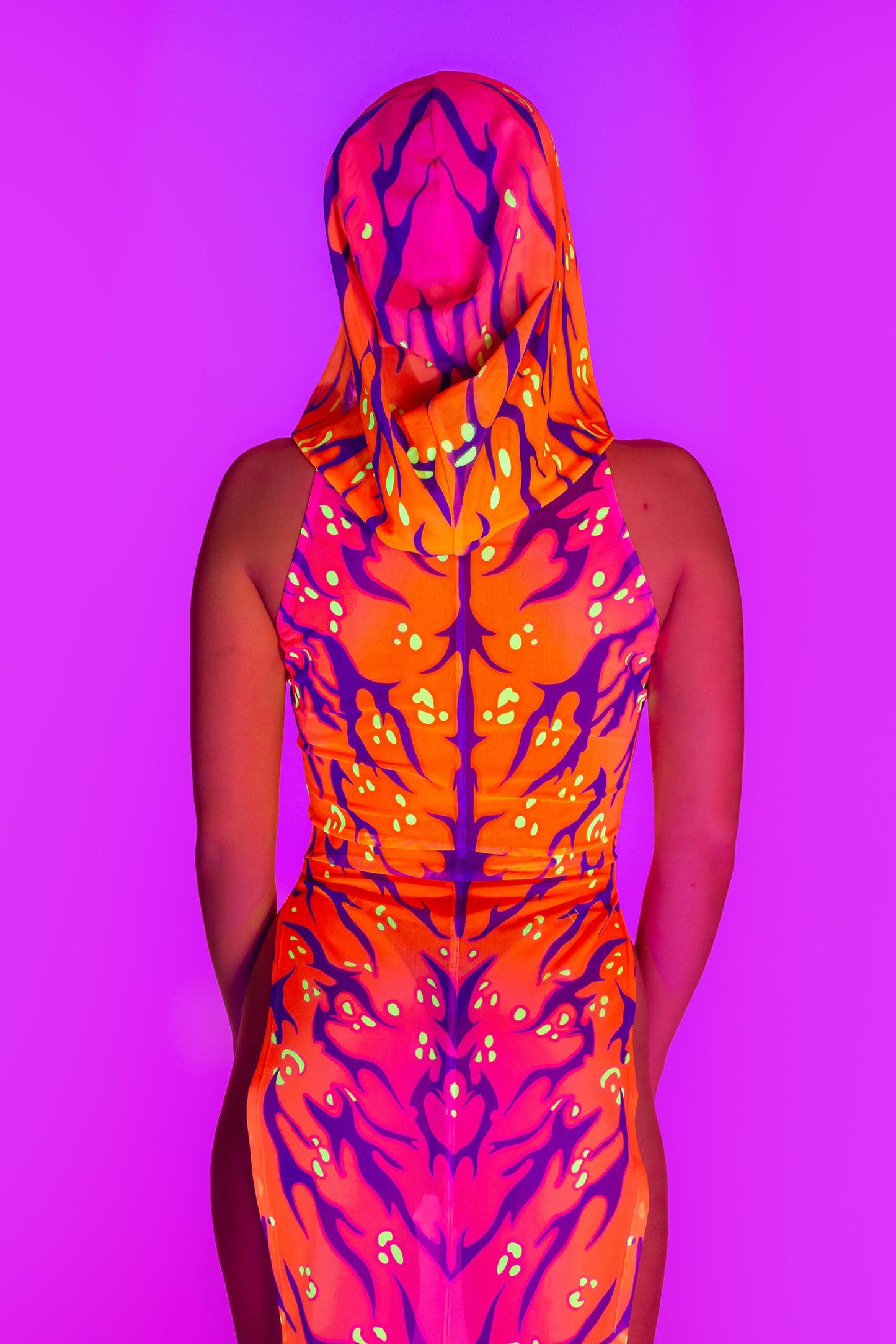 Fire Sign Hooded High Slit Dress