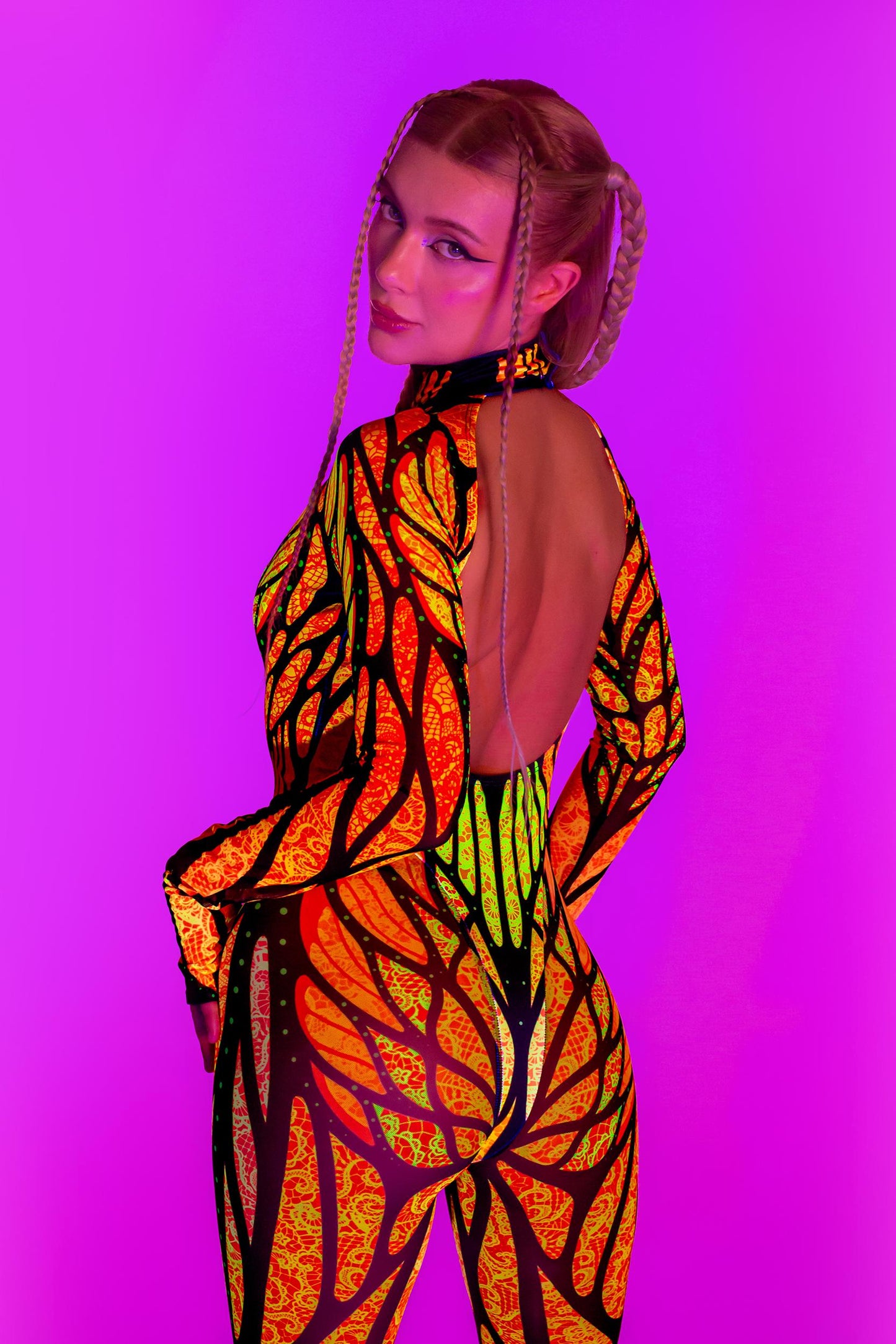 Brilliant Orange Bareback Keyhole Catsuit