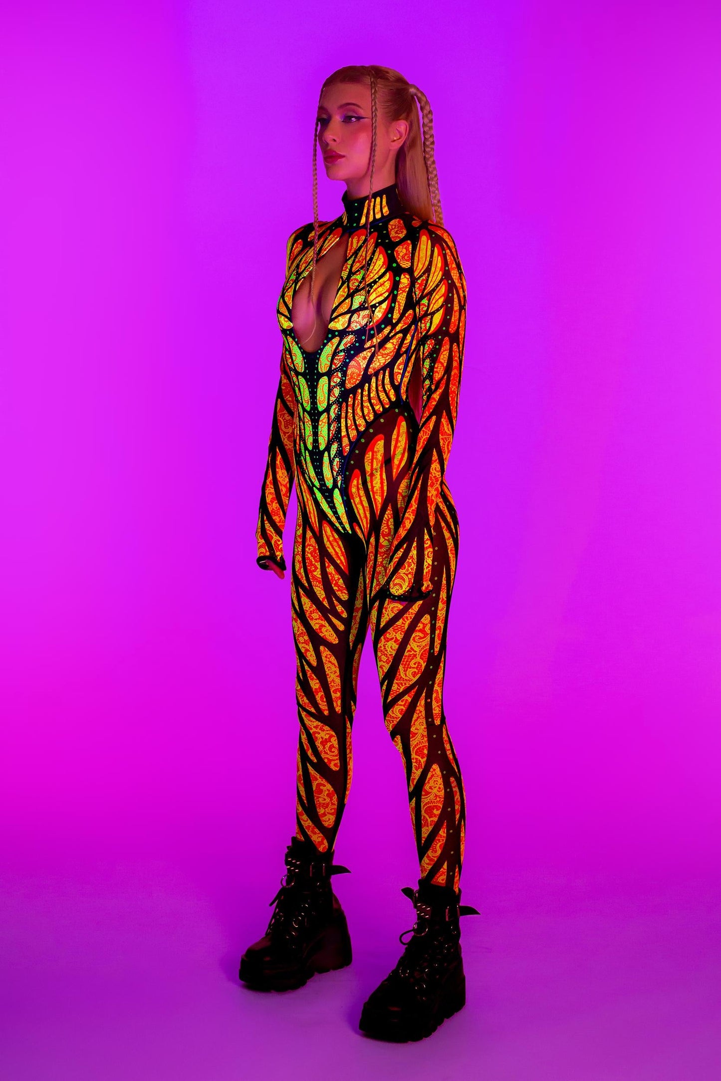 Brilliant Orange Bareback Keyhole Catsuit