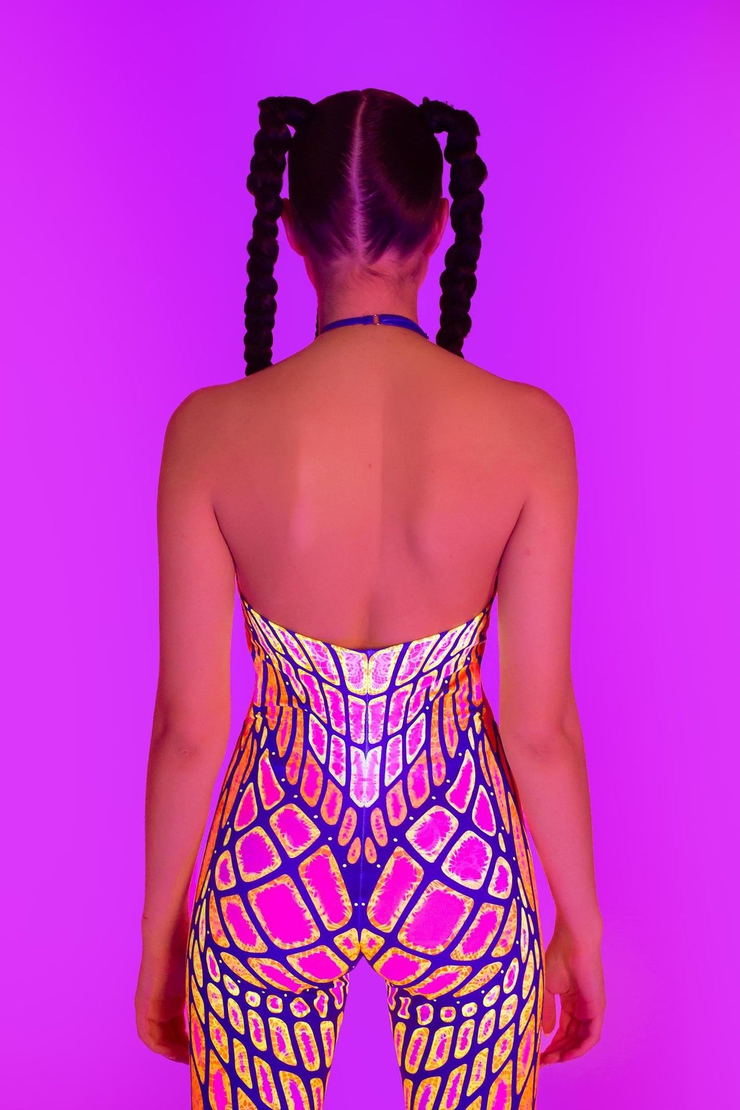 Under My Skin Magenta Keyhole Halter Catsuit