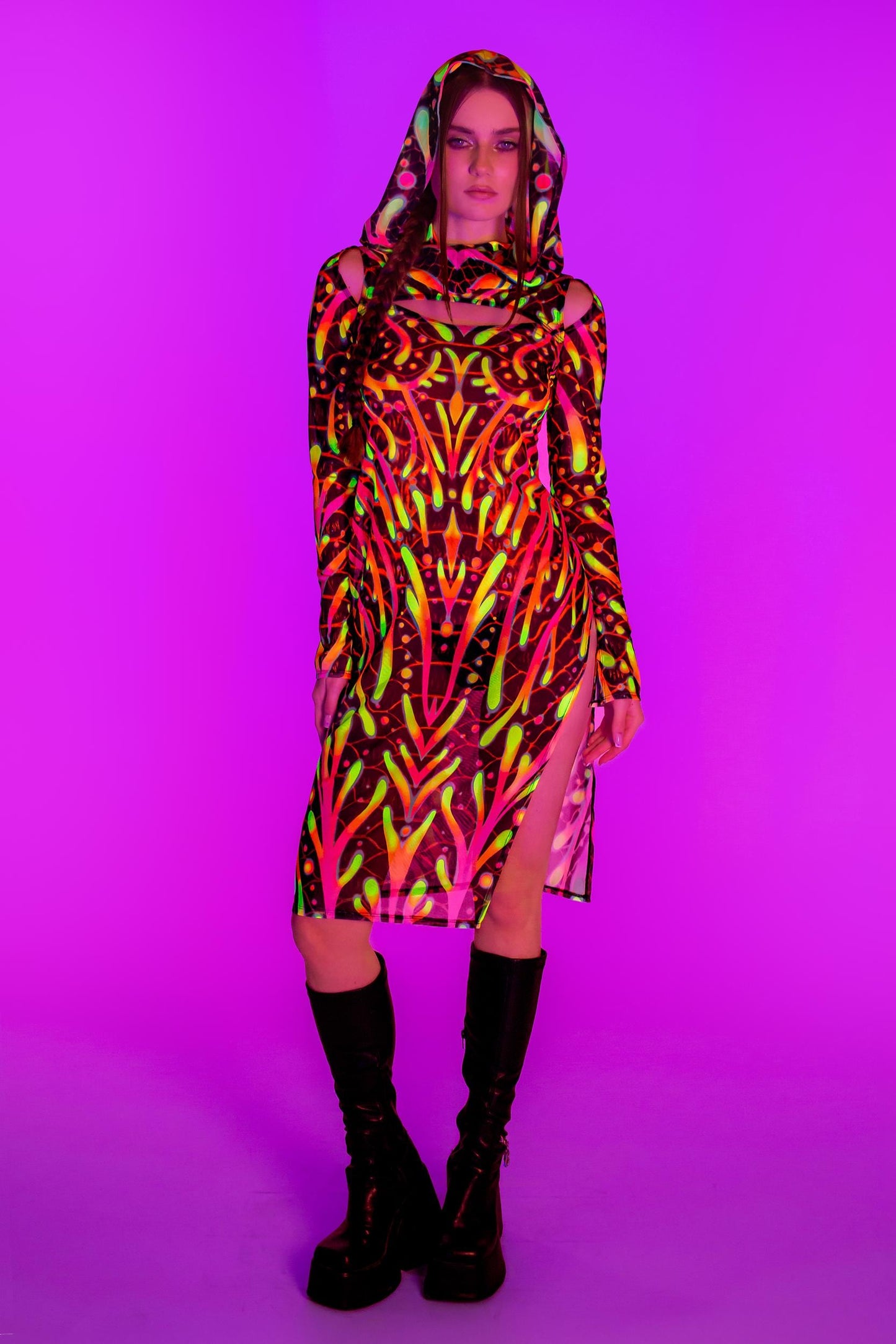 Given Form Mesh Hooded Dress