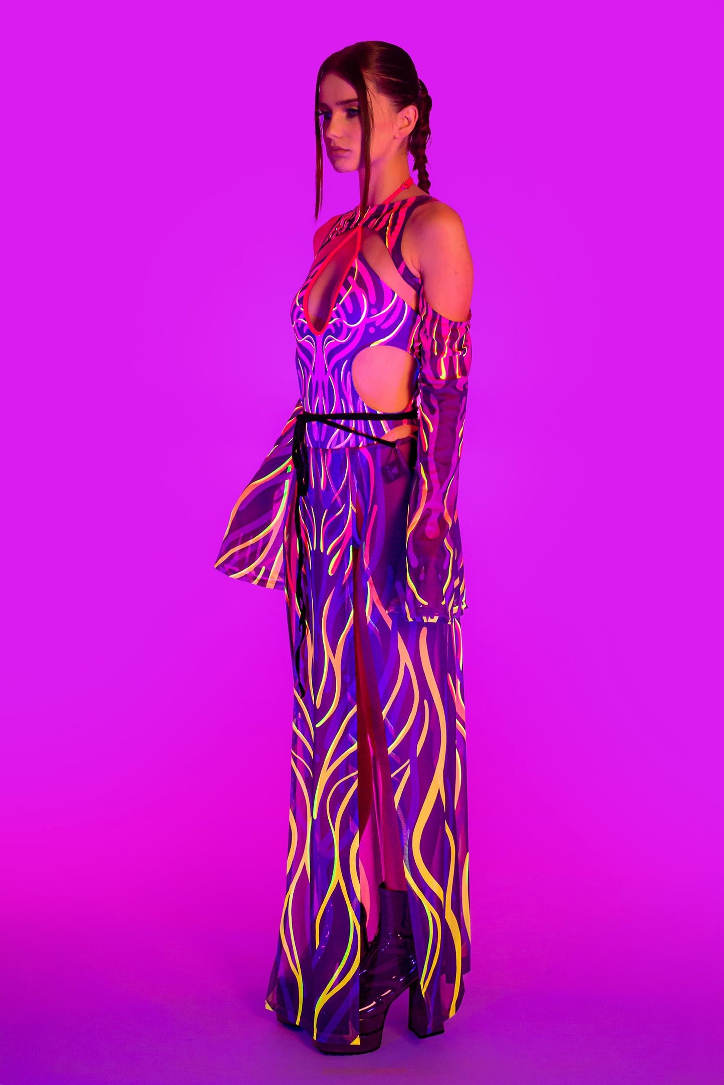 Electrict Heat Slit Mesh Skirt
