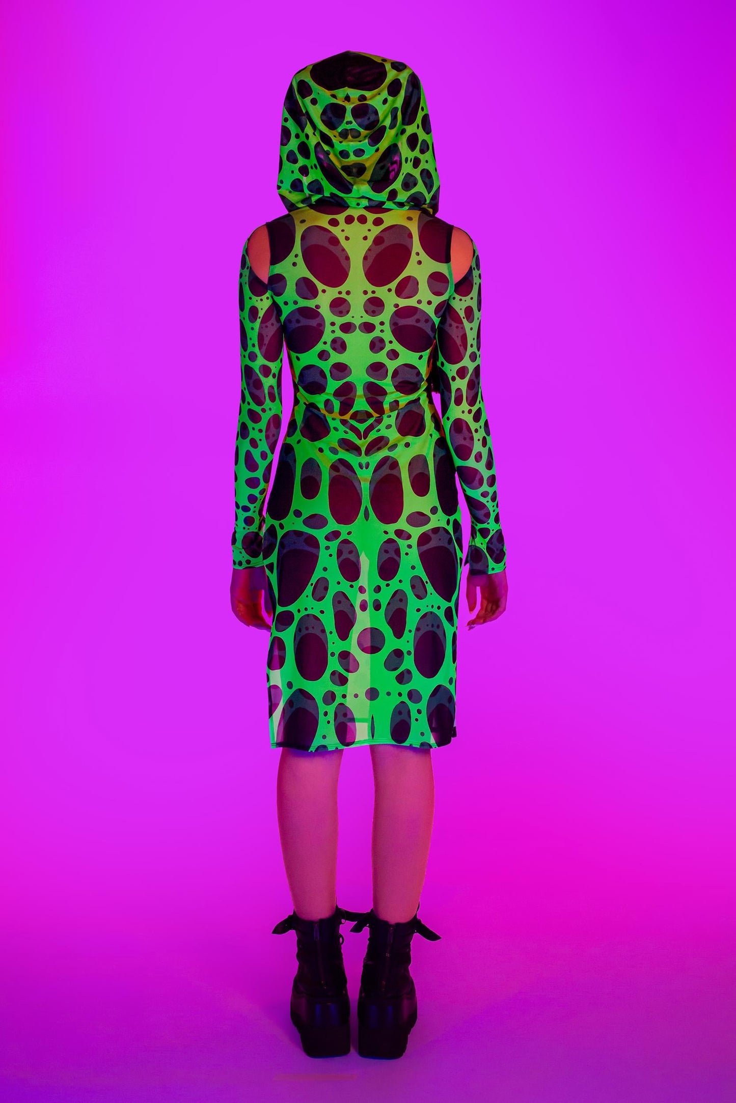 Cell Division Mesh Hooded Dress