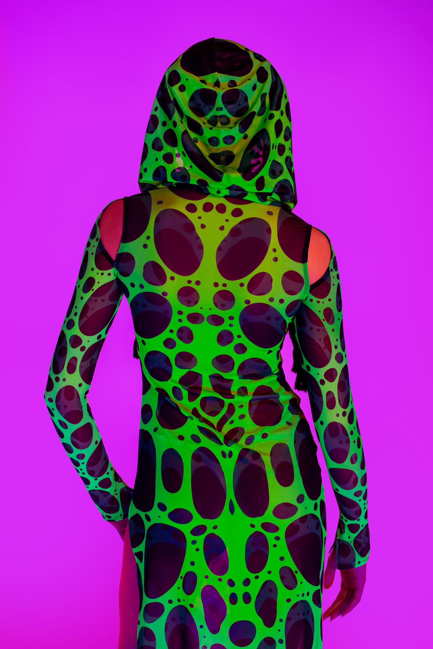 Cell Division Mesh Hooded Dress